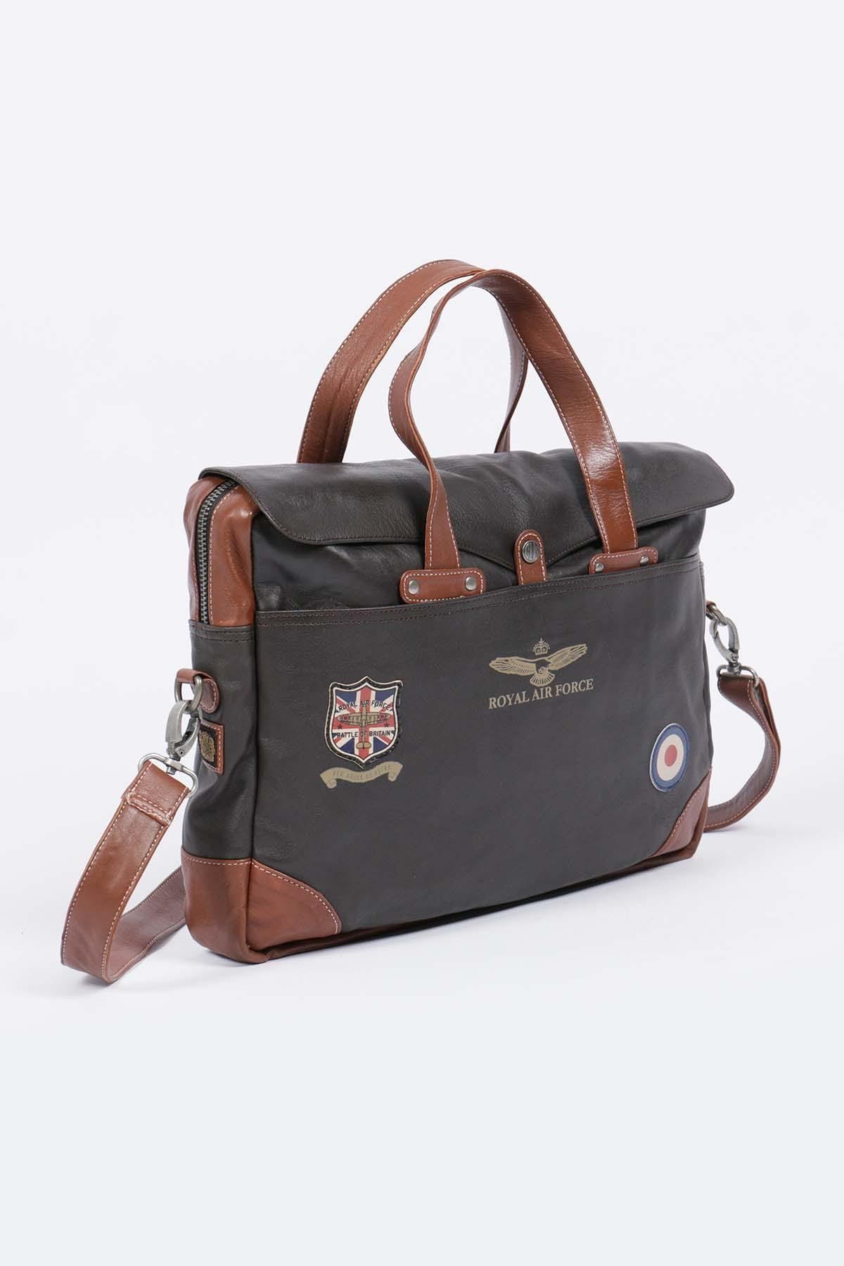 Dark brown leather aviator-style shoulder bag - Image n°5