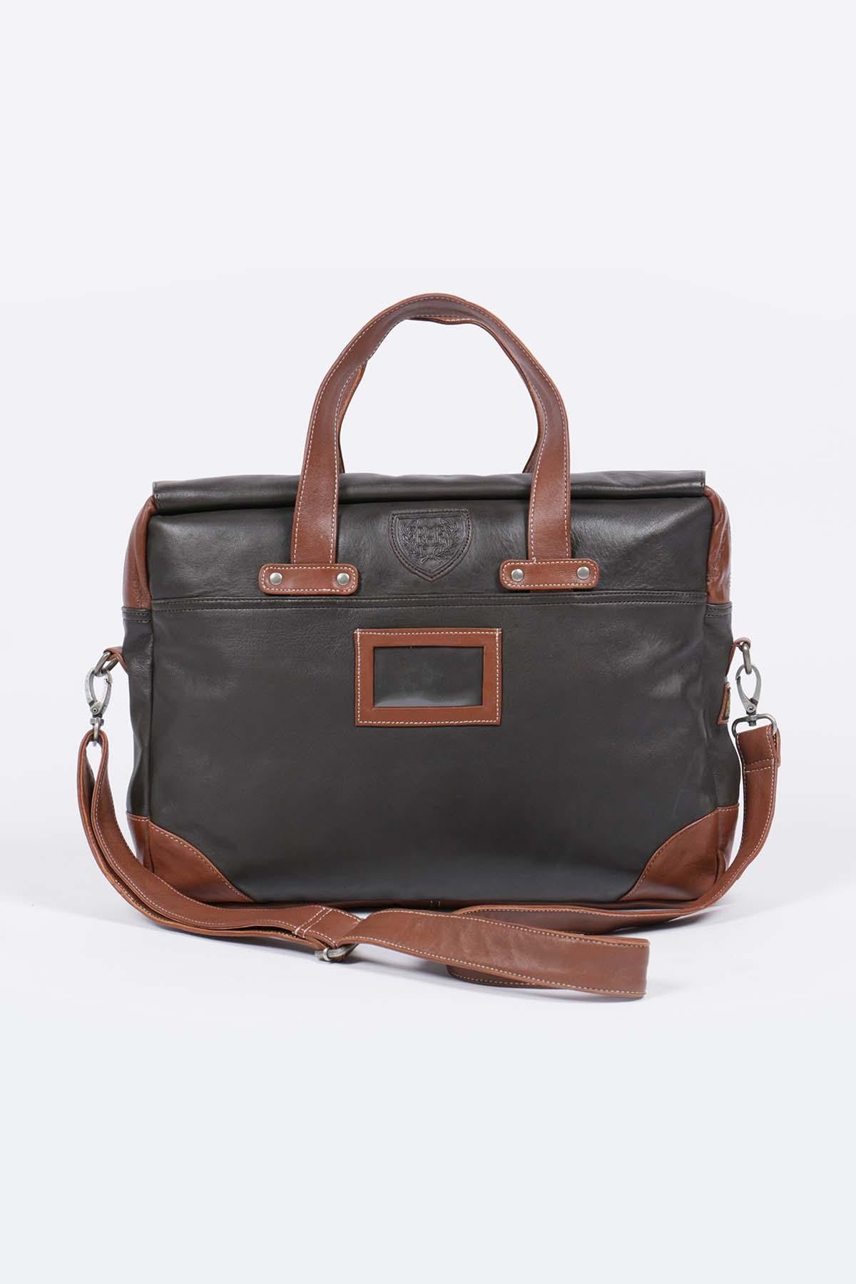 Dark brown leather aviator-style shoulder bag - Image n°4