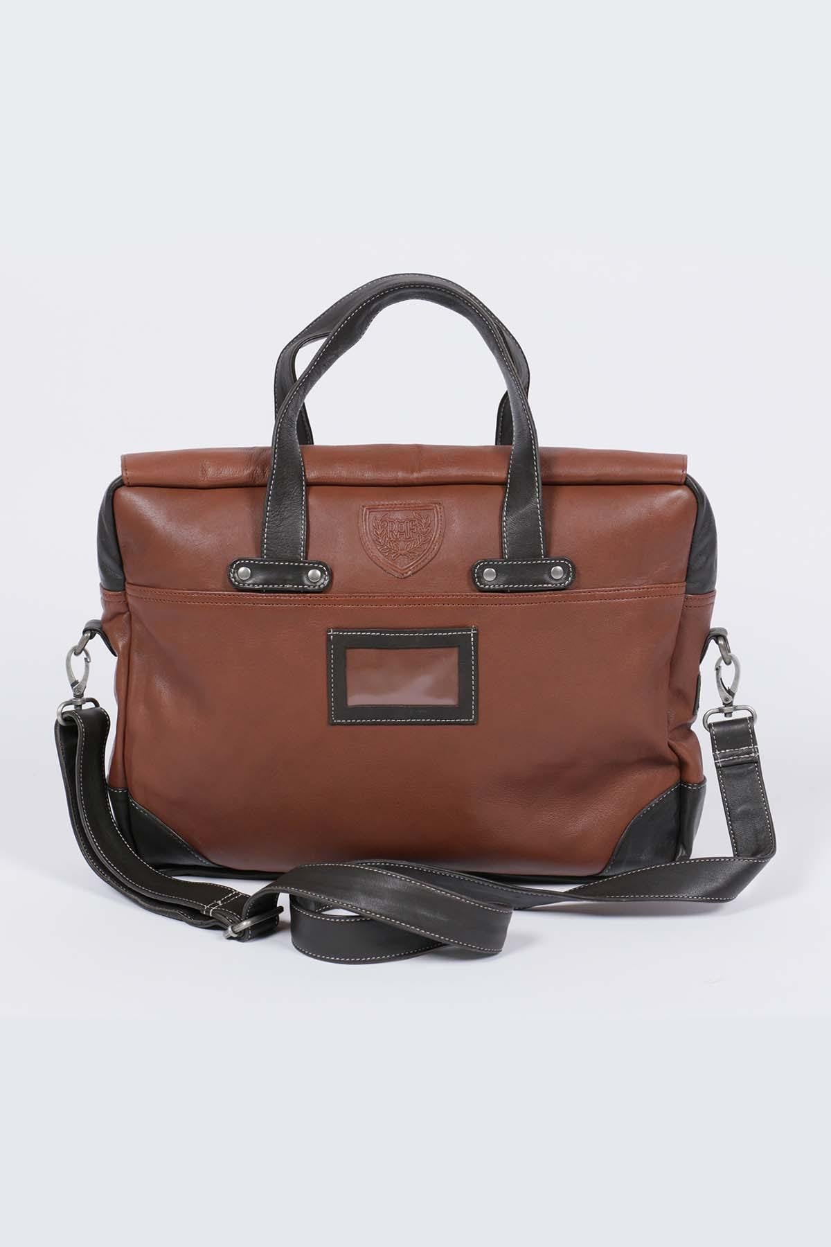 Aviator style tortoise brown leather shoulder bag - Image n°4