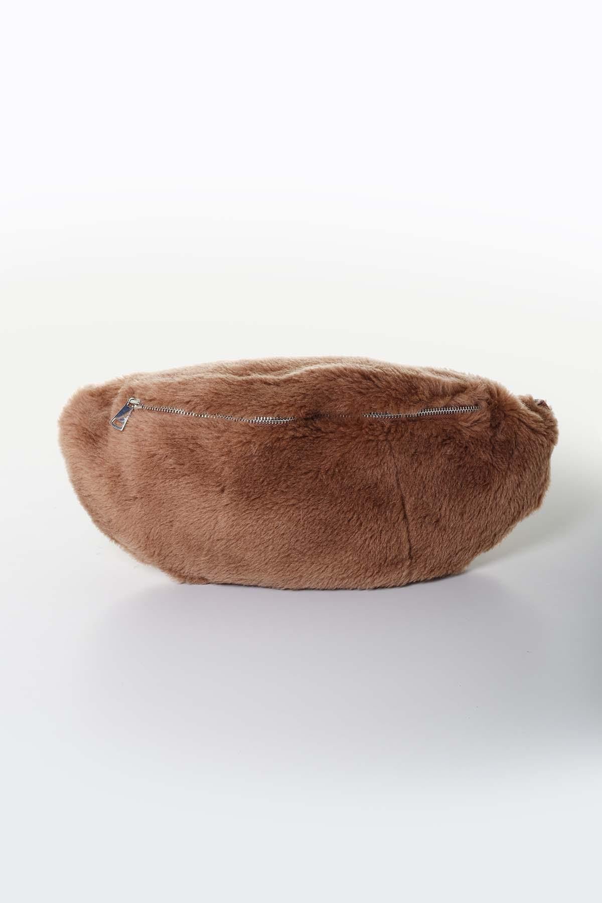 Cognac-colored wool bag for women - Image n°1