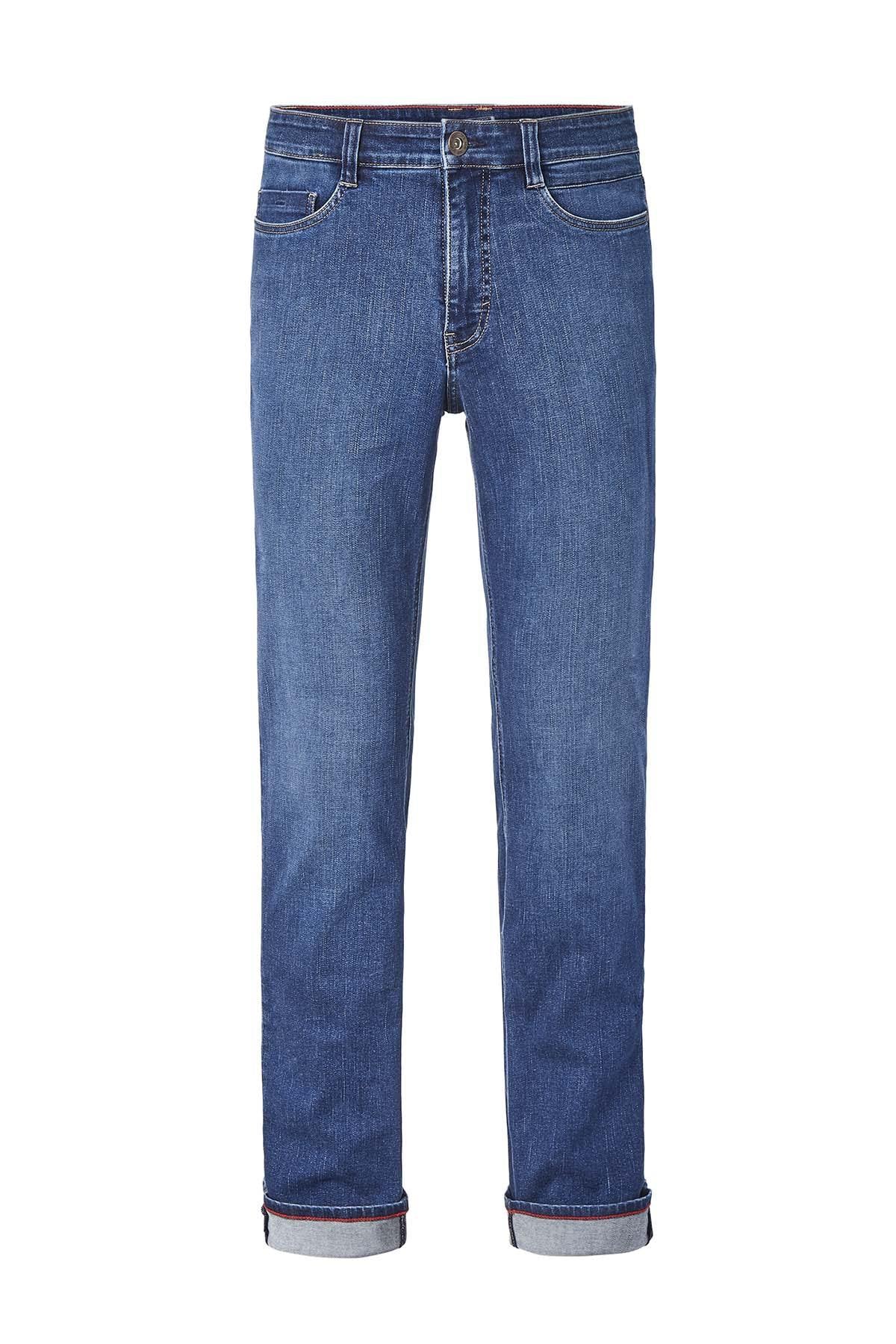 Classic blue cotton jeans for men - Image n°3