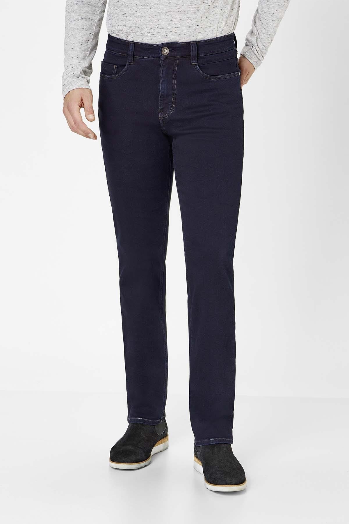 Classic dark blue cotton jeans for men - Image n°1