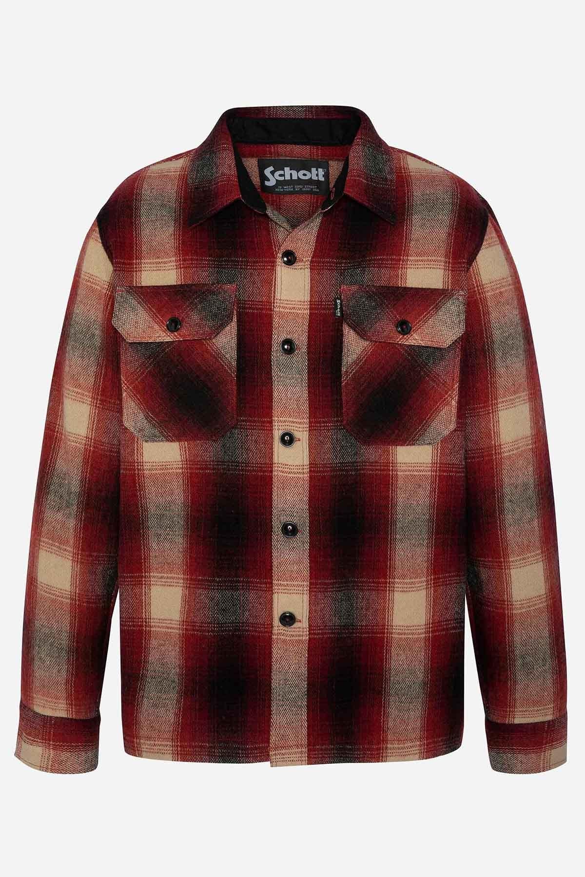 Dark red check overshirt for men - Image n°5