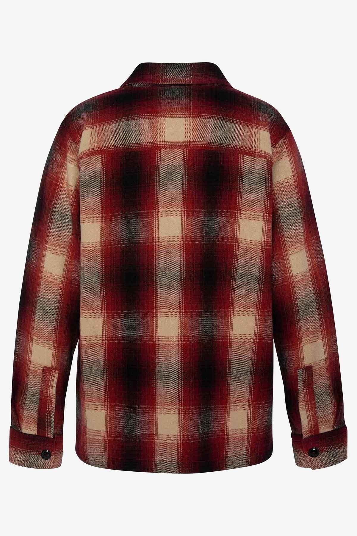 Dark red check overshirt for men - Image n°7