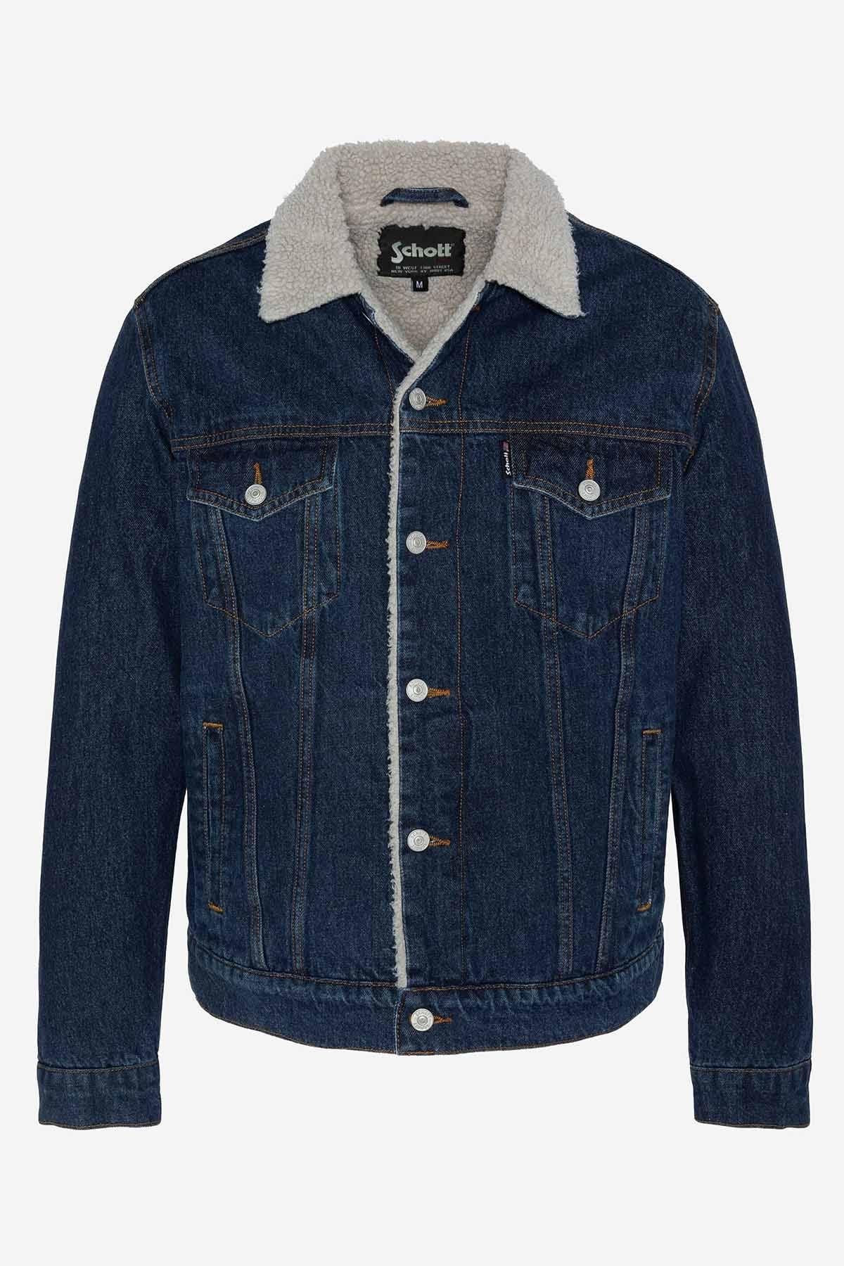 Men's fur collar denim jacket - Image n°6