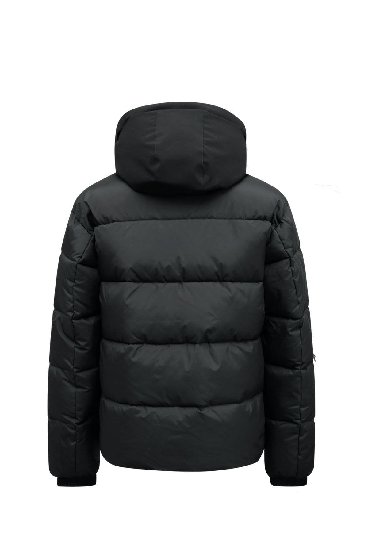 Black nylon hooded down jacket - Image n°8