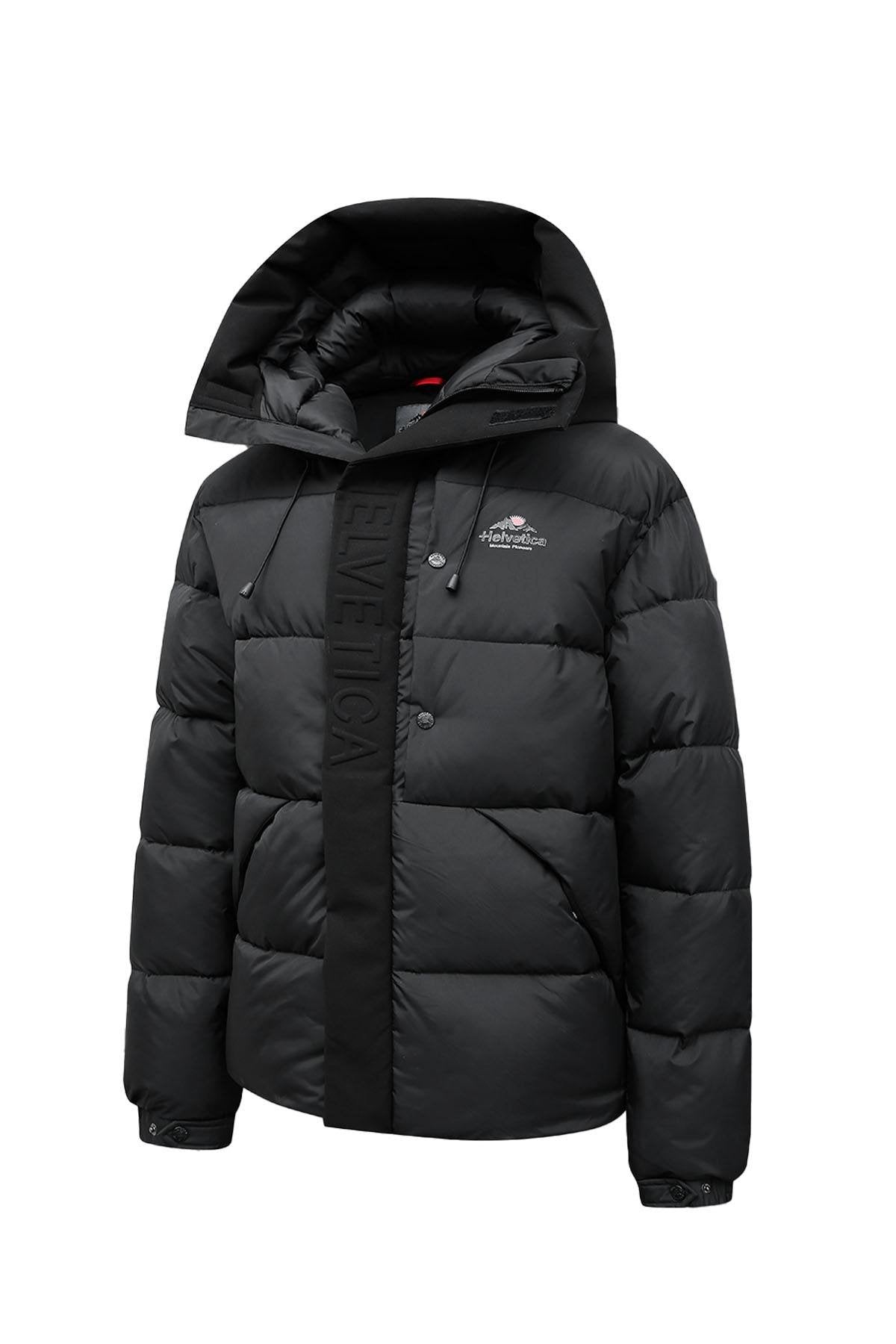 Black nylon hooded down jacket - Image n°9