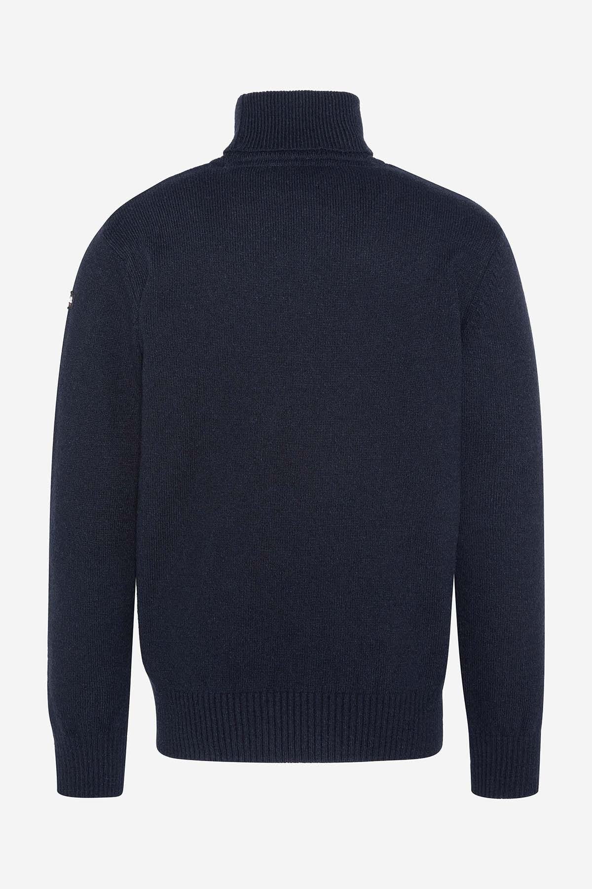 Navy blue recycled turtleneck sweater - Image n°3