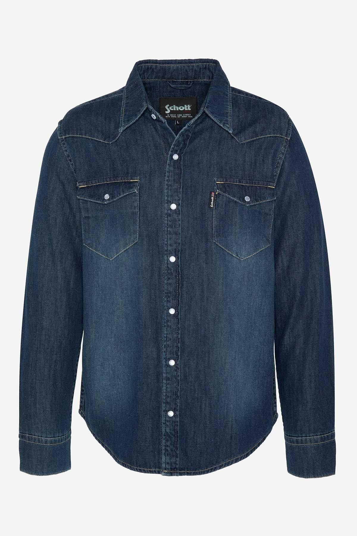 Blue denim cotton shirt - Image n°1