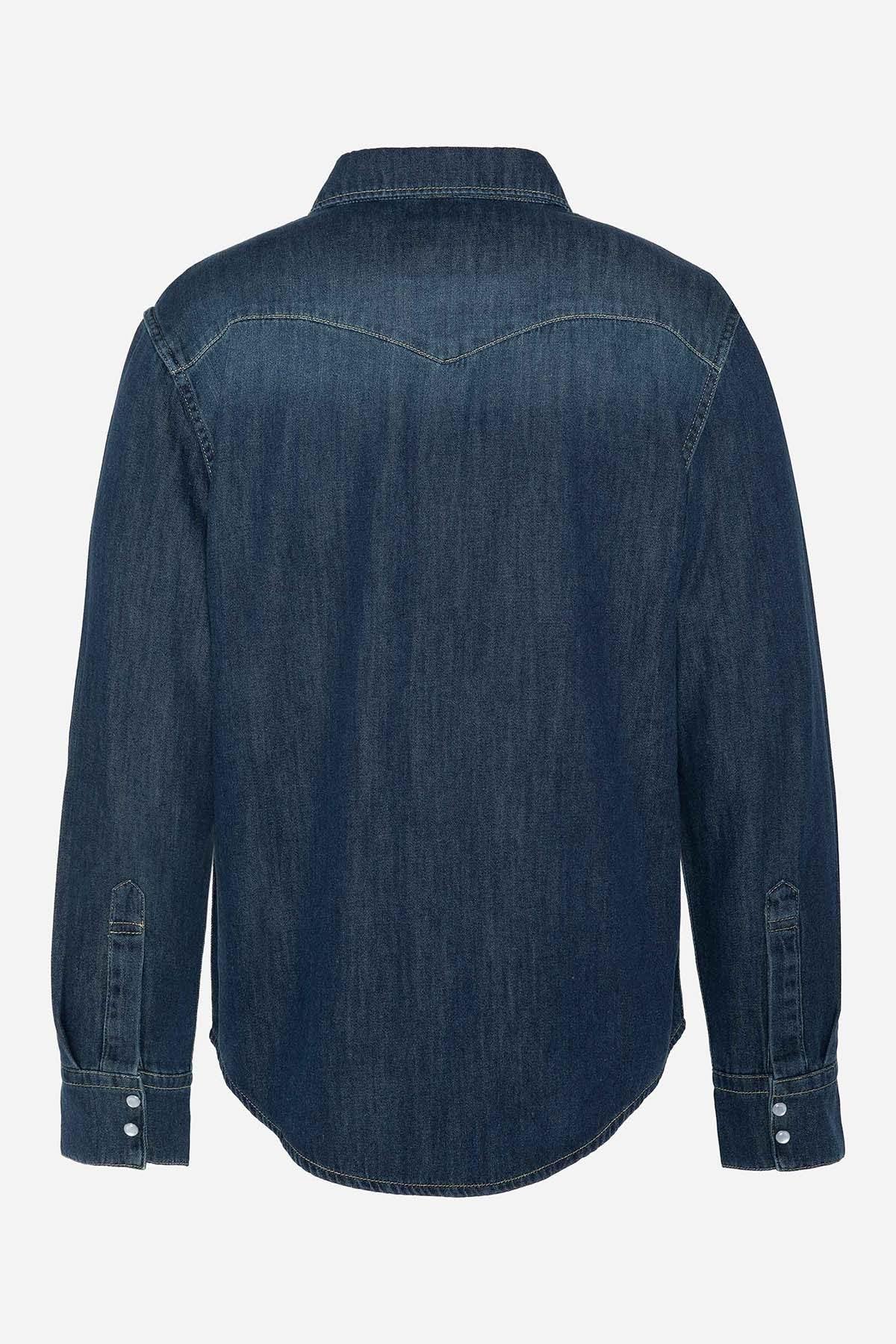 Blue denim cotton shirt - Image n°2