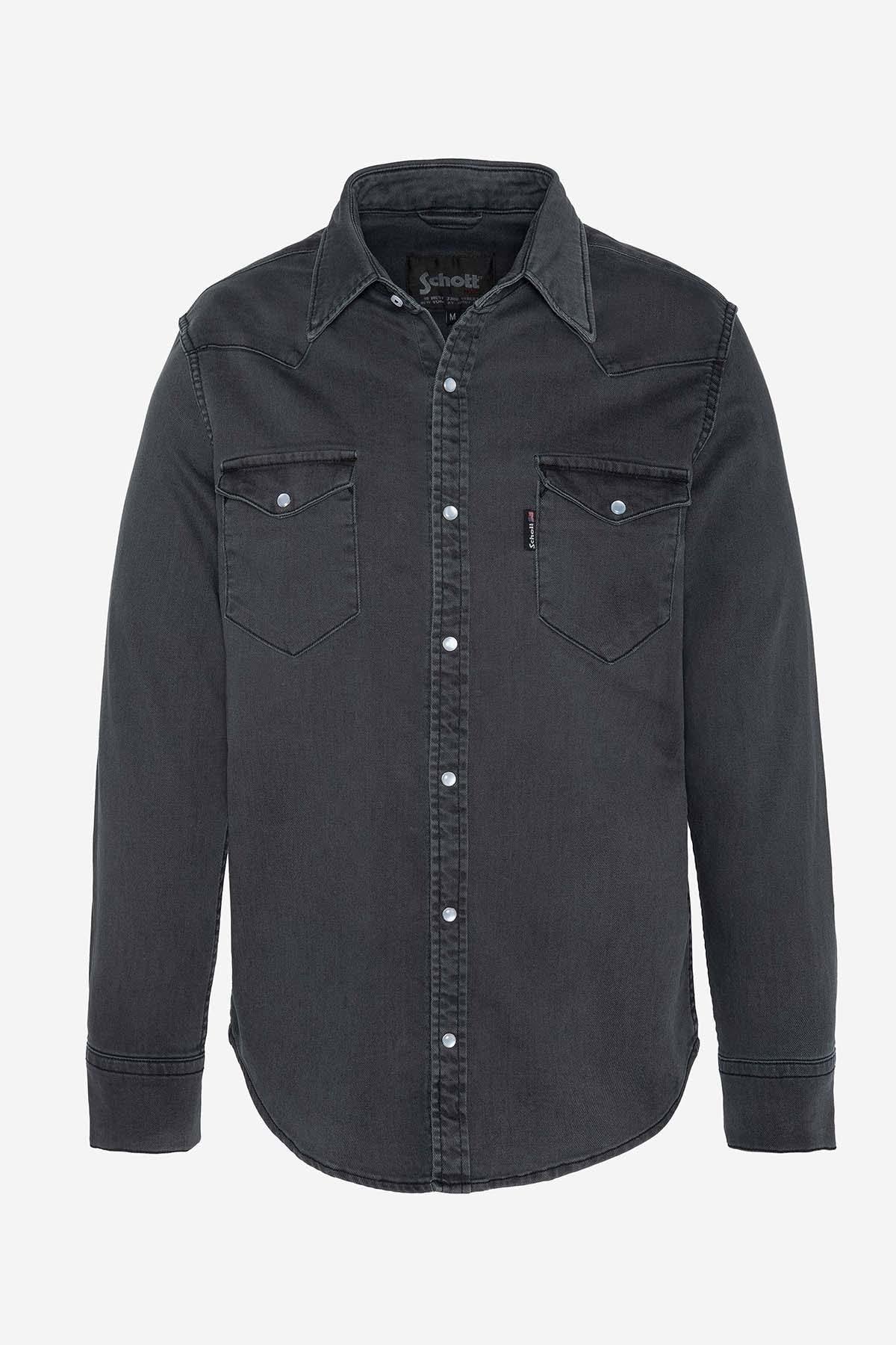 Gray denim cotton shirt - Image n°6