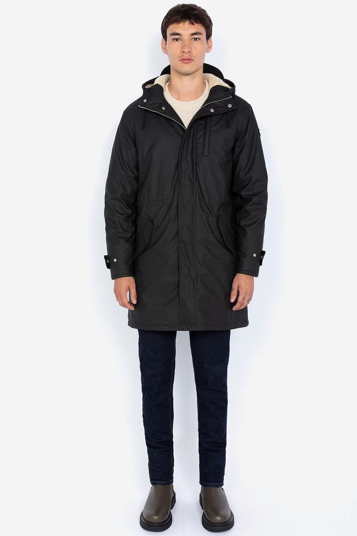 Long black windbreaker for men - Image n°4