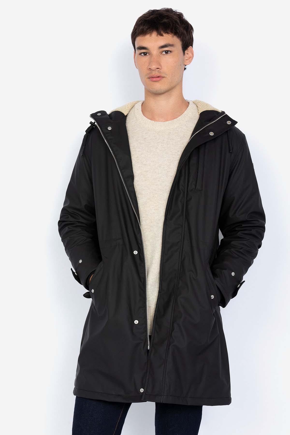 Long black windbreaker for men - Image n°1