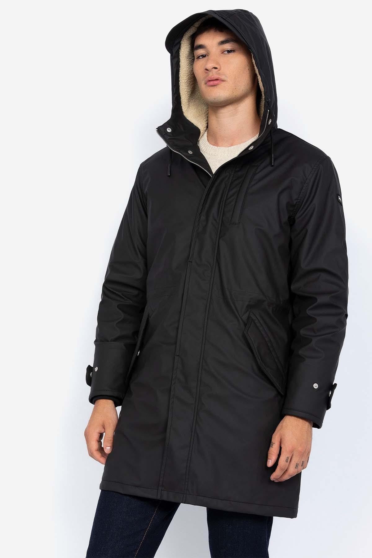 Long black windbreaker for men - Image n°2