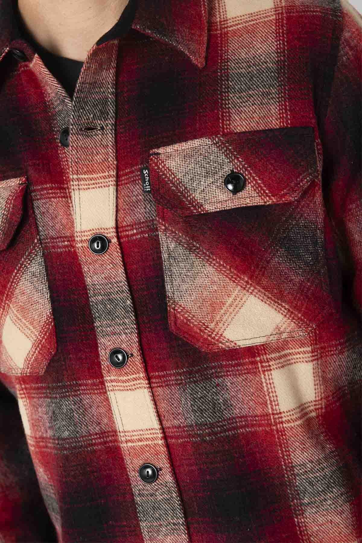 Dark red check overshirt for men - Image n°3