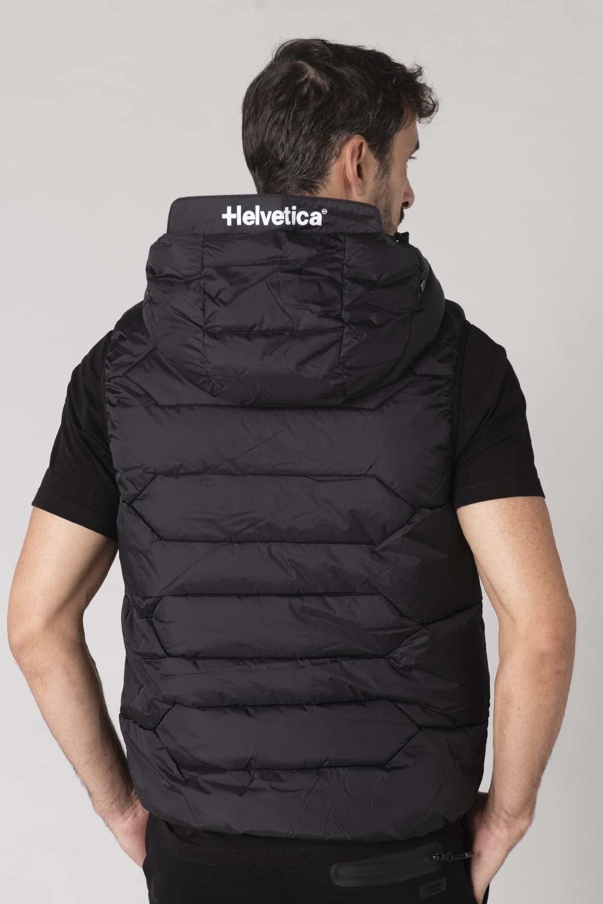 Black sleeveless down jacket with integrated mask - Image n°4