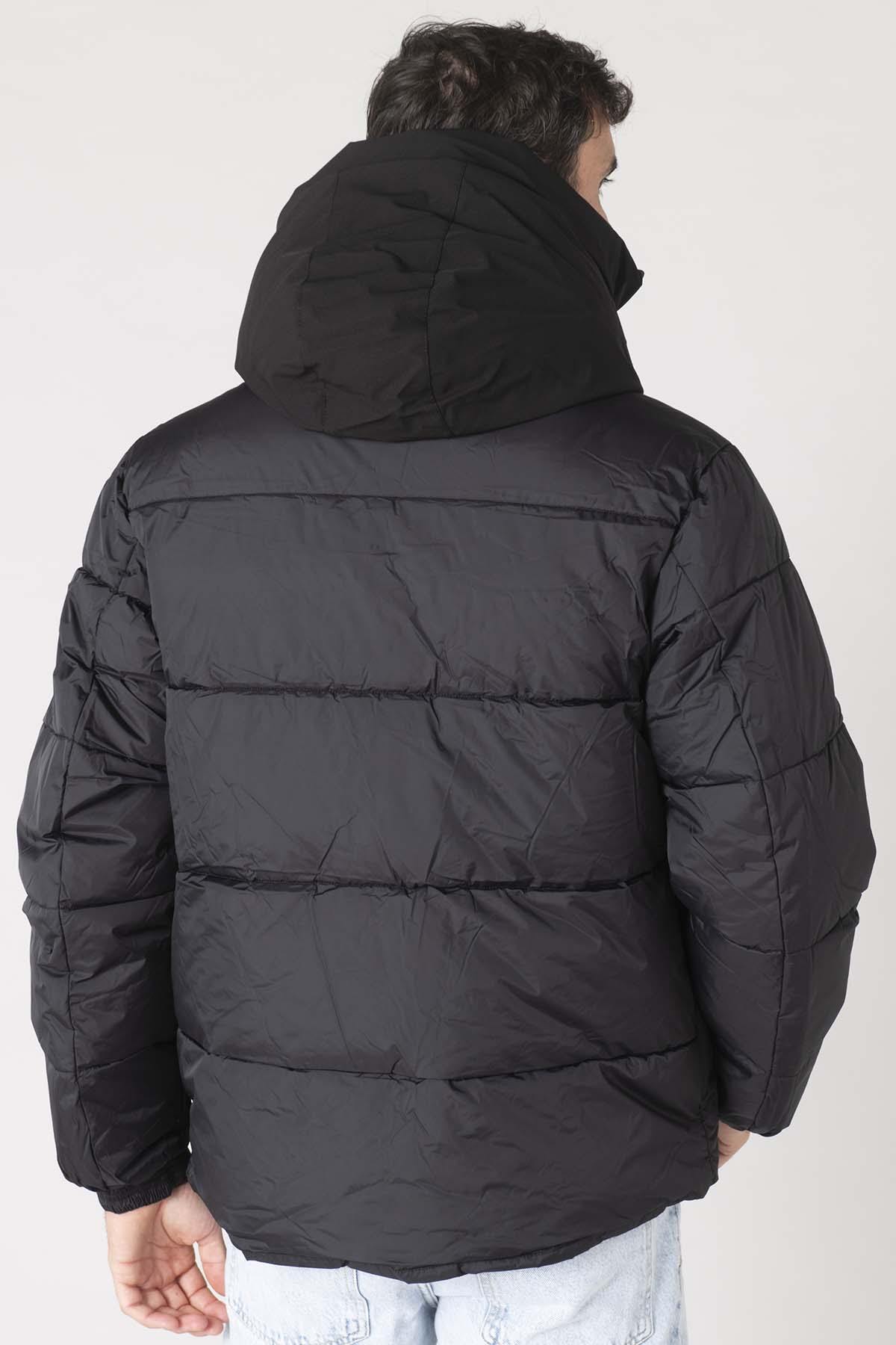 Black nylon hooded down jacket - Image n°6