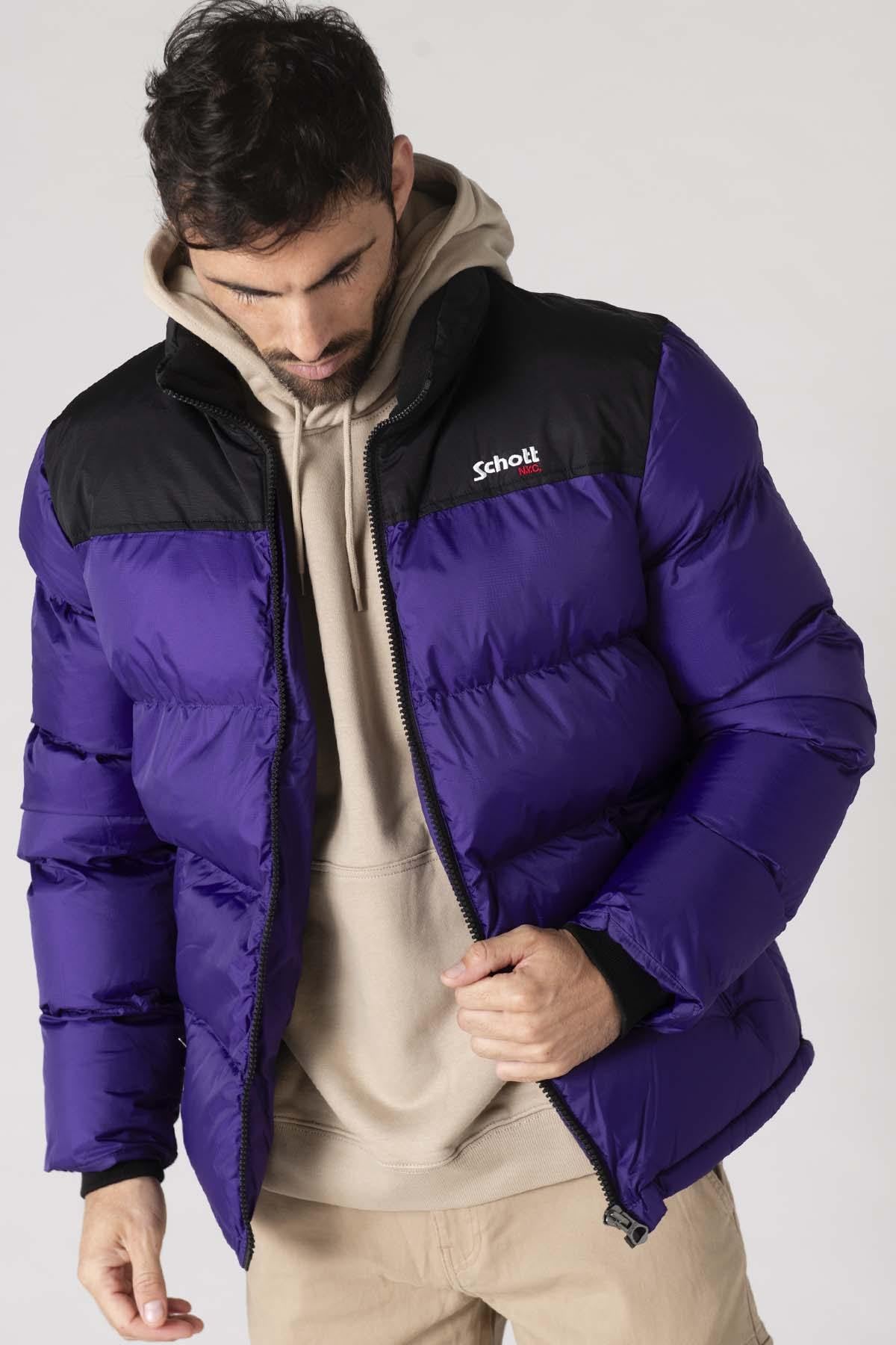 Purple down jacket with black shoulders - Image n°5