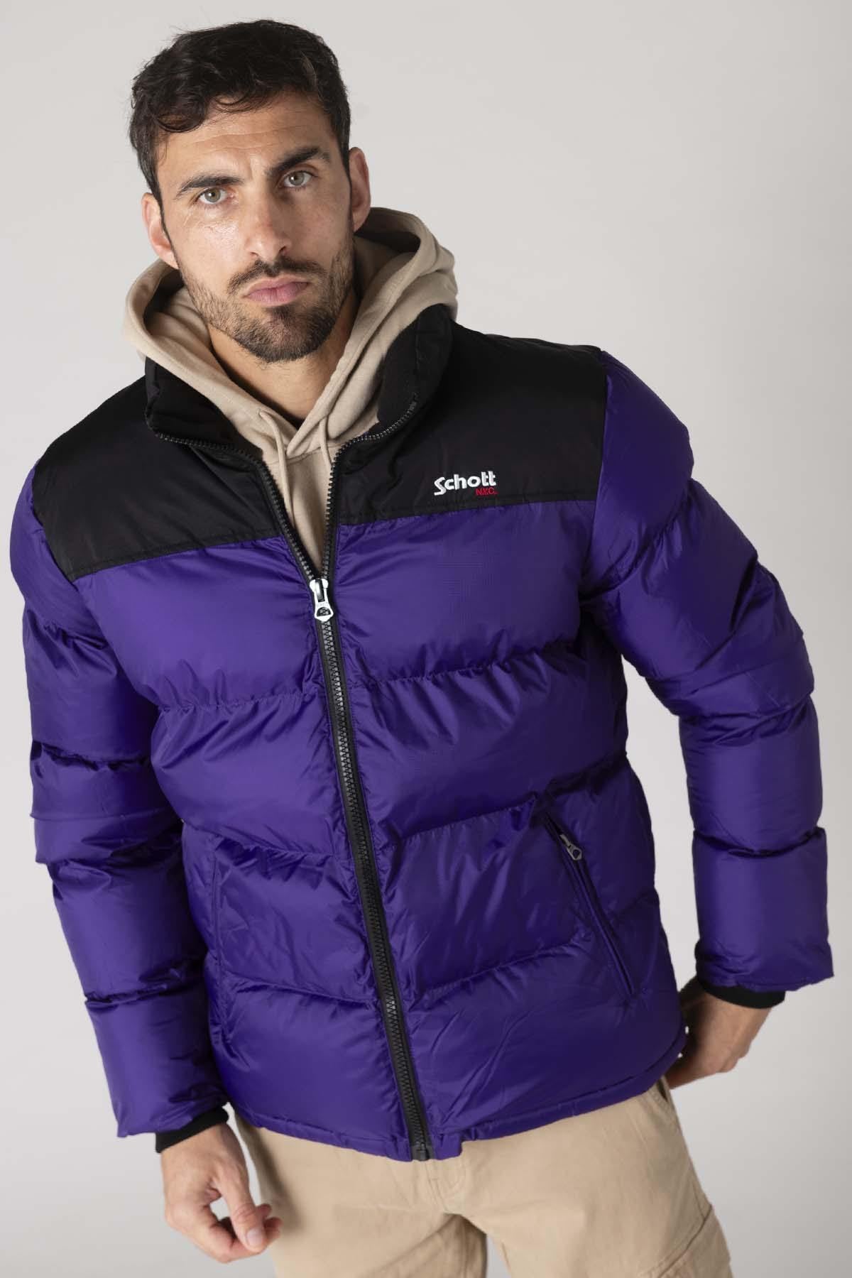 Purple down jacket with black shoulders - Image n°2