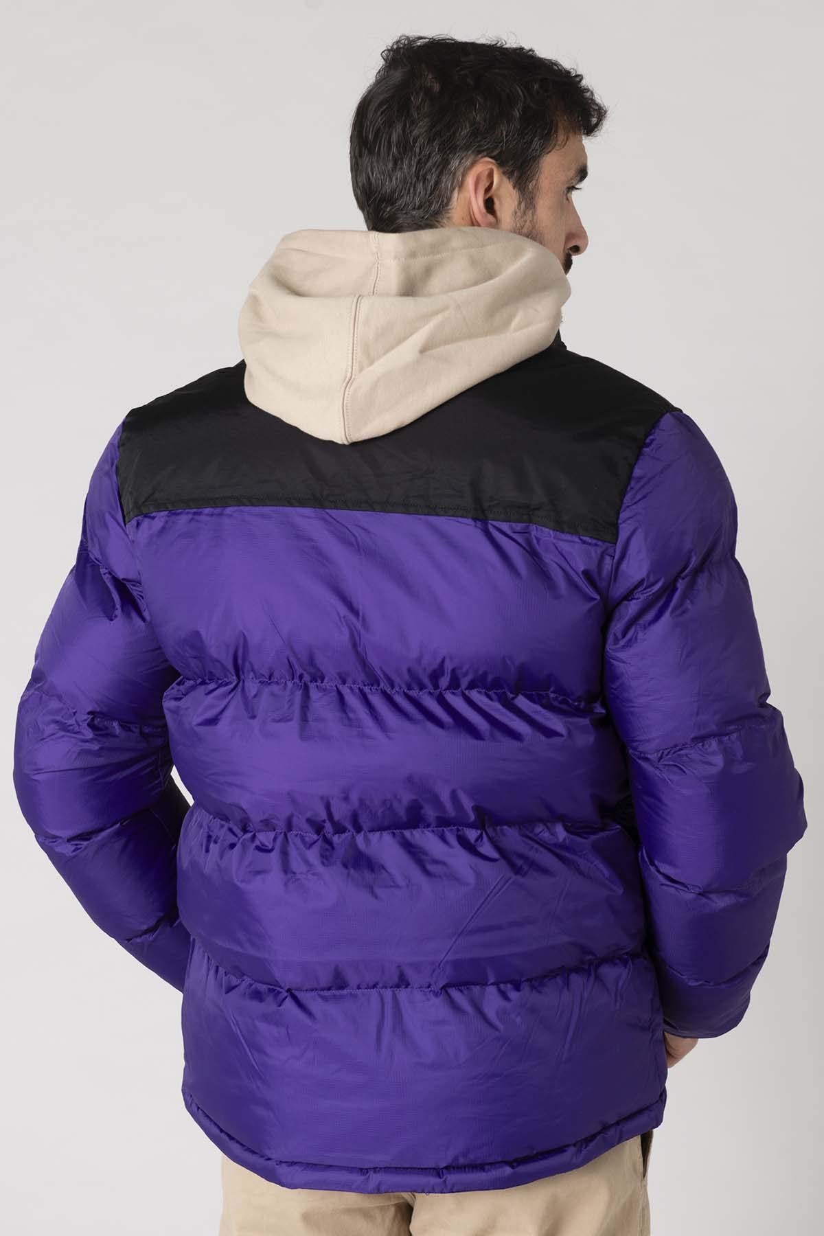 Purple down jacket with black shoulders - Image n°4