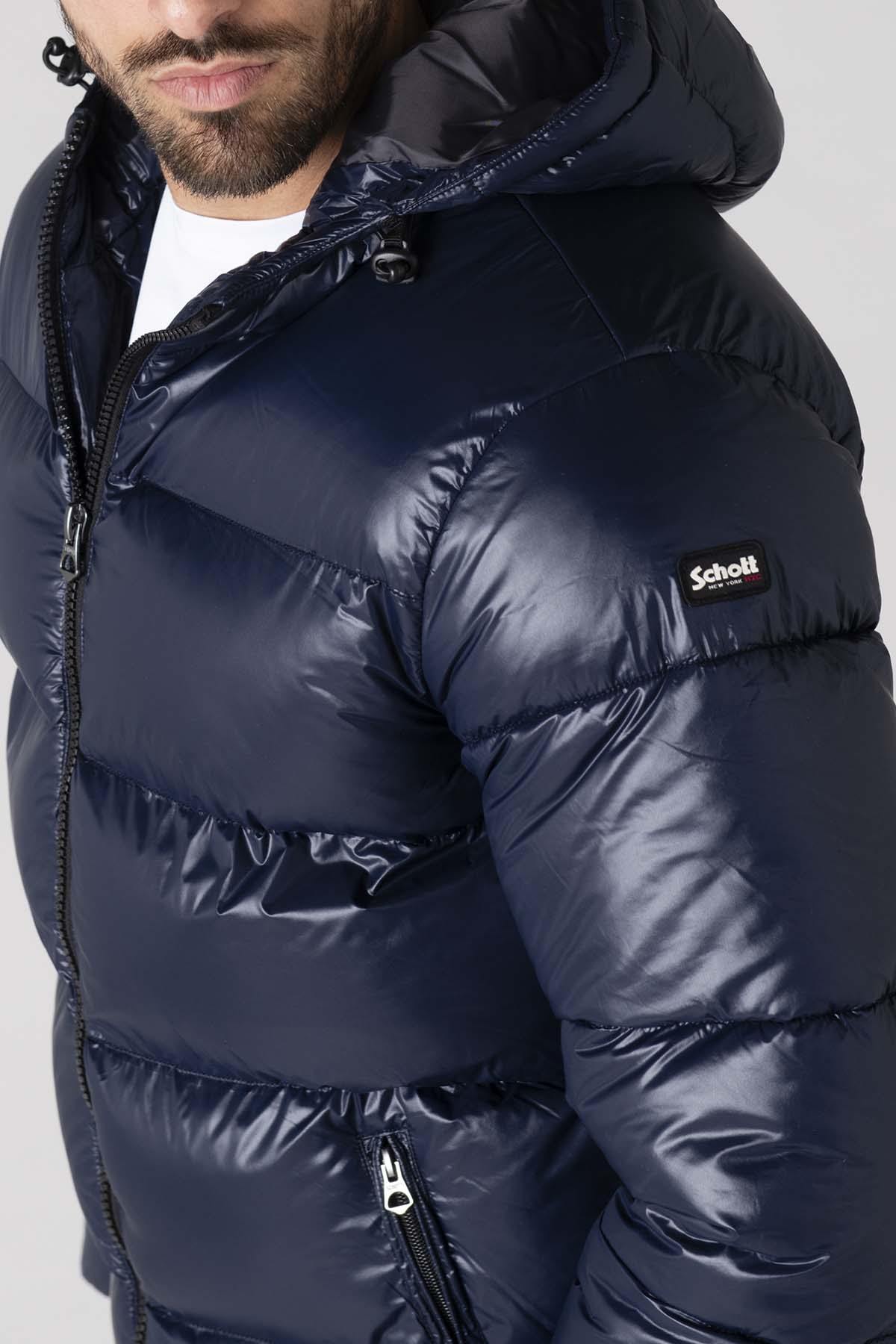 Men's navy blue nylon down jacket - Image n°5