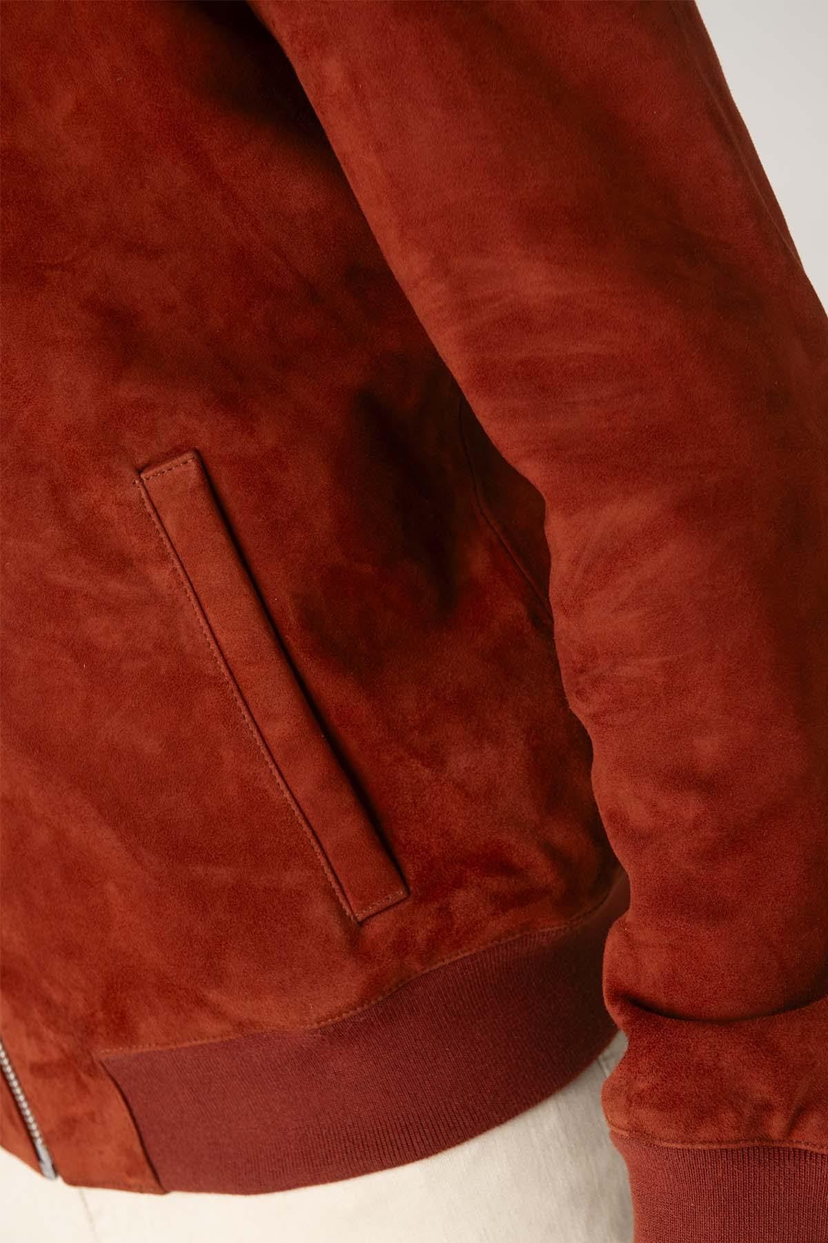 Men's rust-colored leather teddy - Image n°4