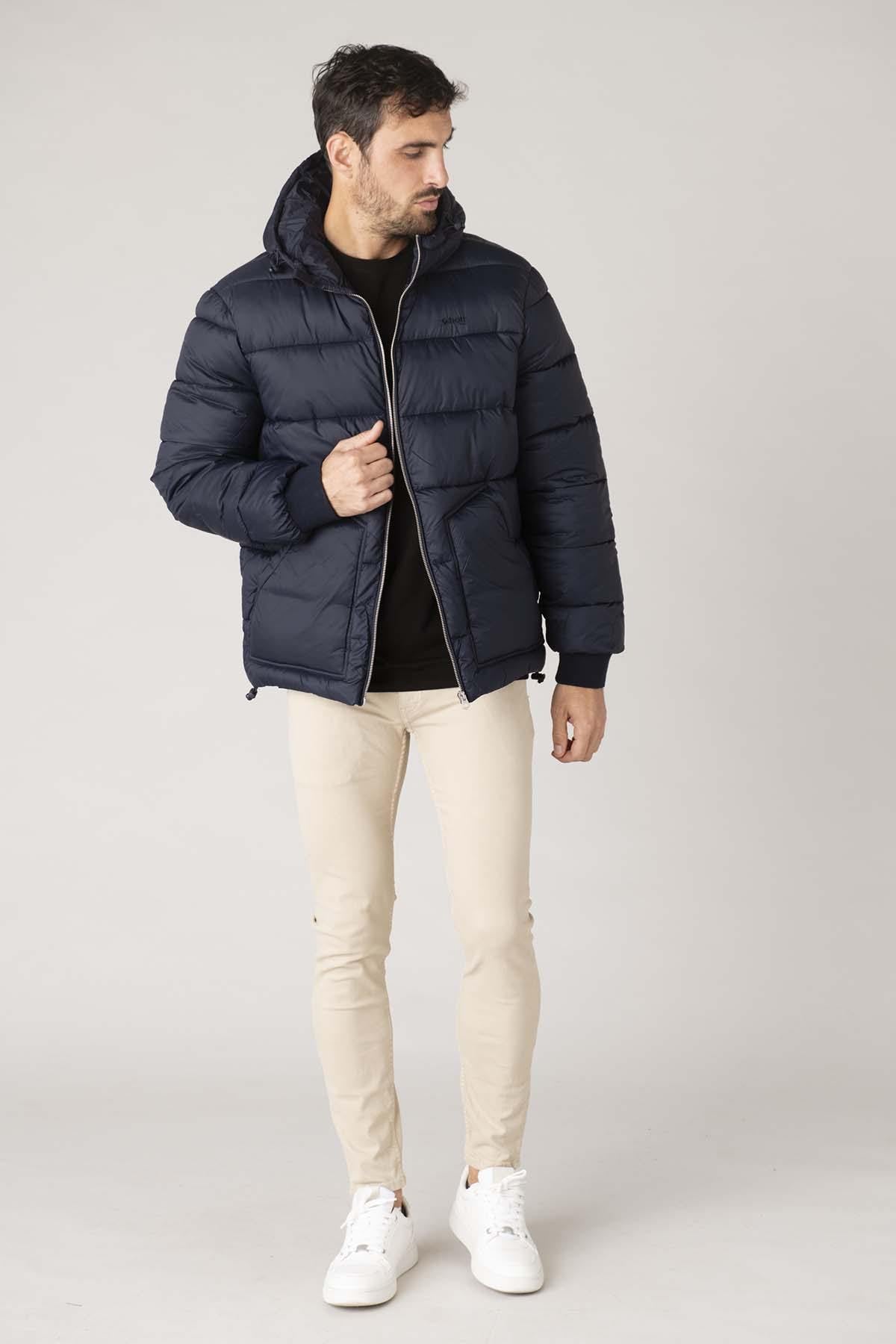 Navy blue recycled nylon down jacket - Image n°2