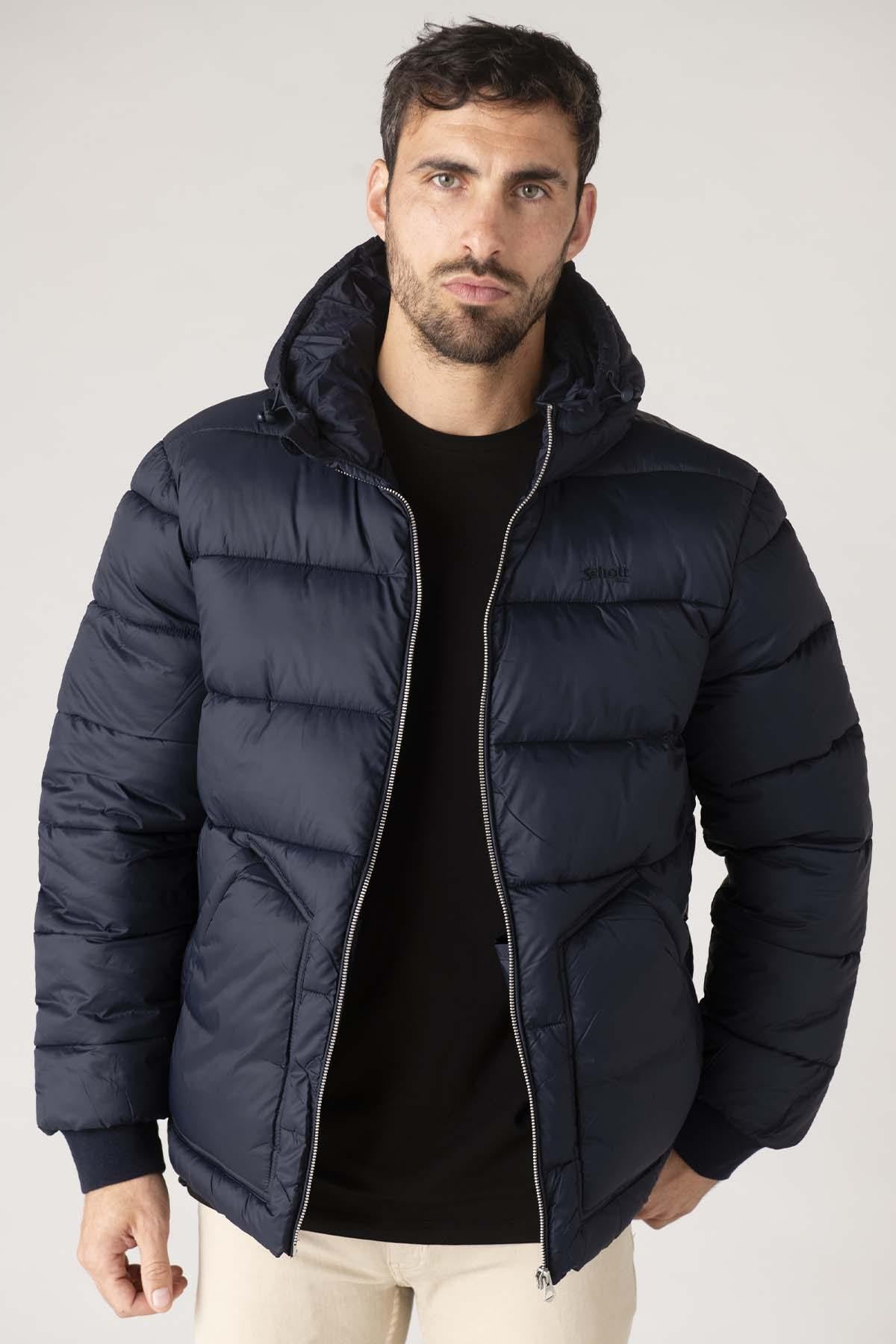 Navy blue recycled nylon down jacket - Image n°6