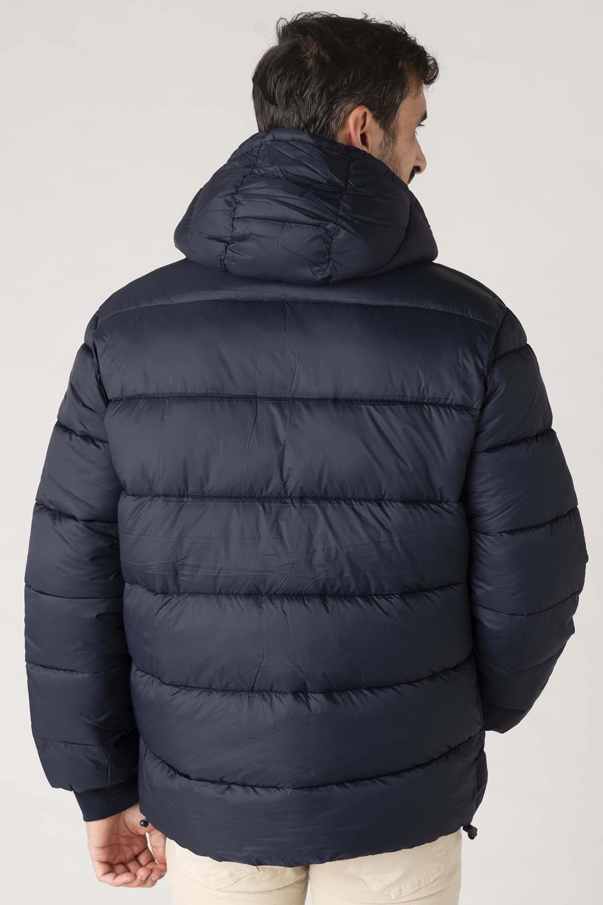 Navy blue recycled nylon down jacket - Image n°3