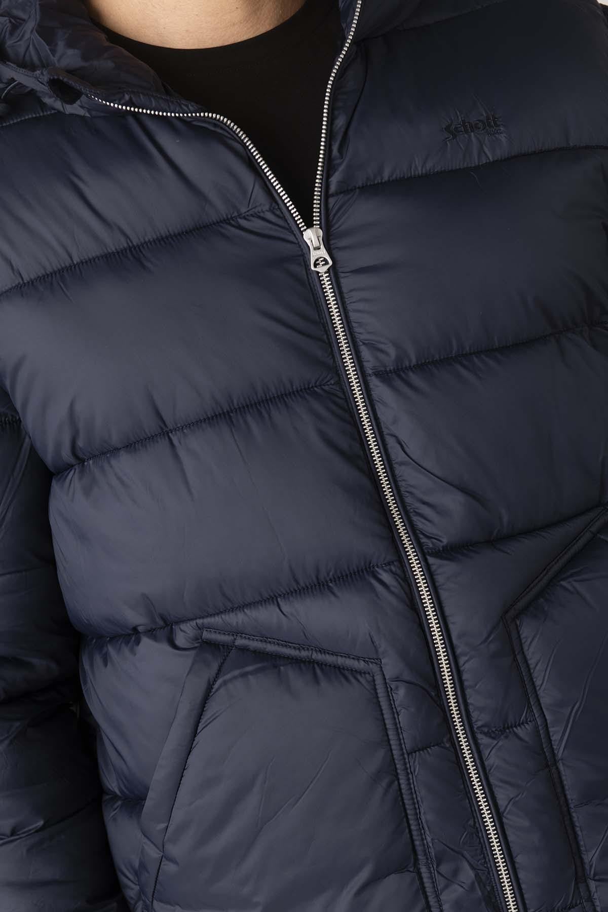 Navy blue recycled nylon down jacket - Image n°4