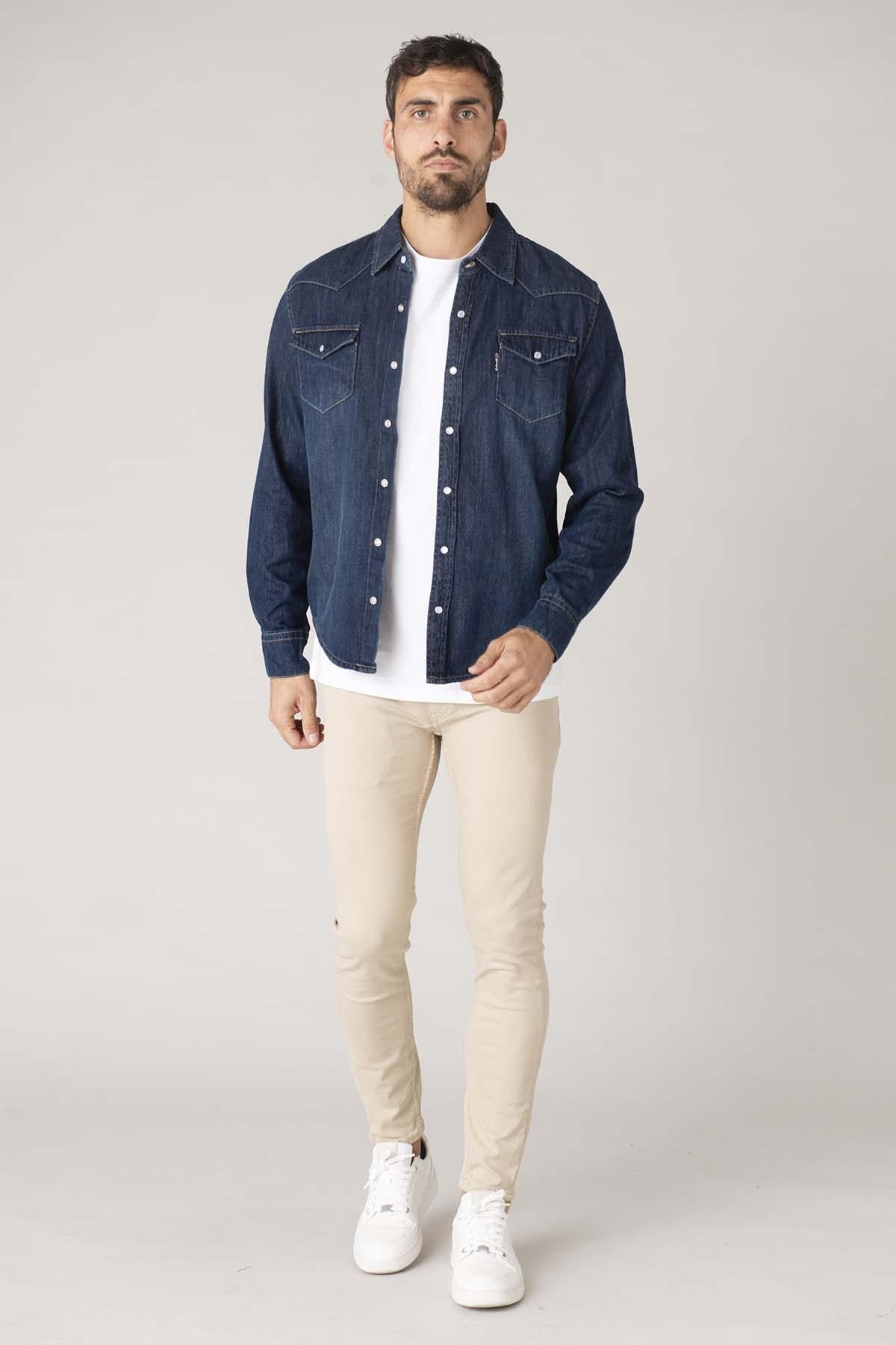 Blue denim cotton shirt - Image n°2