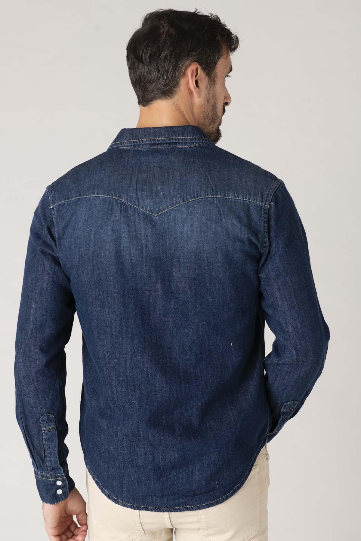 Blue denim cotton shirt - Image n°5