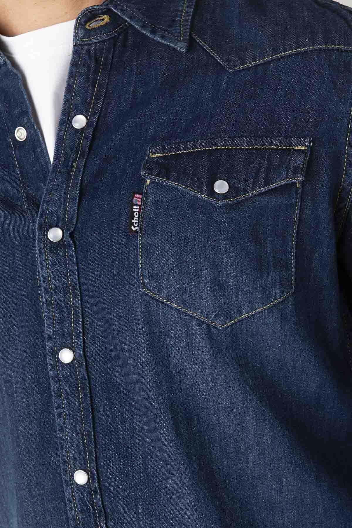 Blue denim cotton shirt - Image n°3