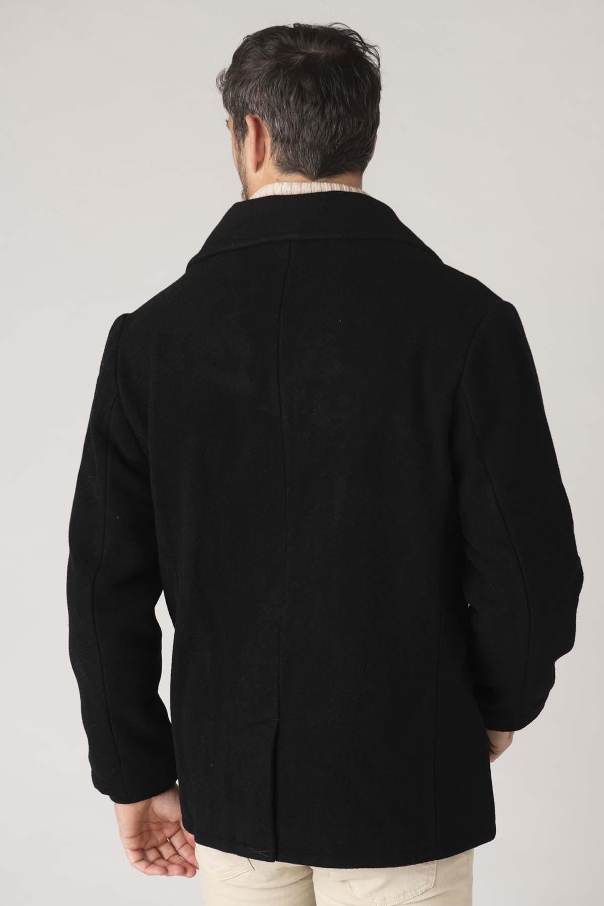 Black wool peacoat for men - Image n°6