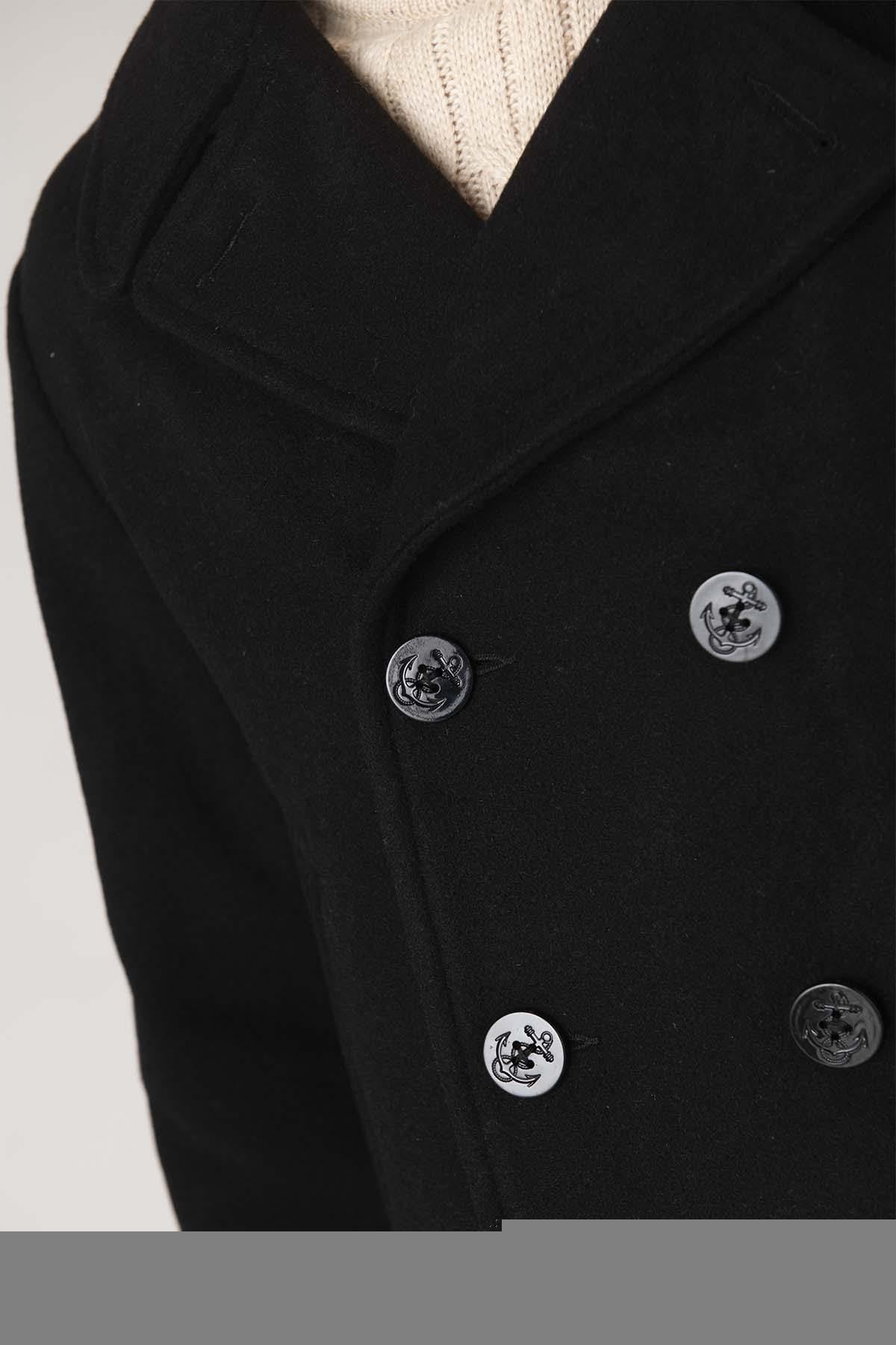 Black wool peacoat for men - Image n°3