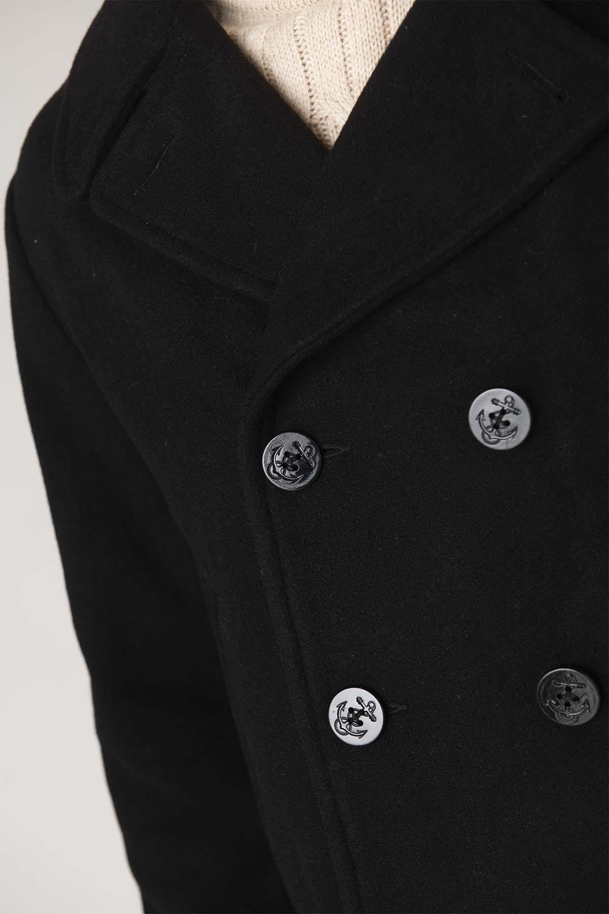 Black wool peacoat for men - Image n°3