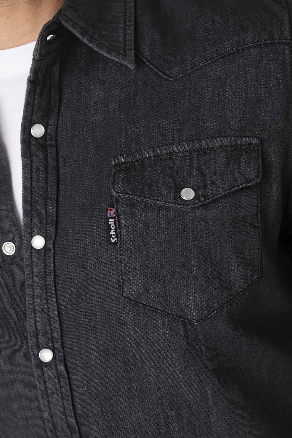 Gray denim cotton shirt - Image n°3