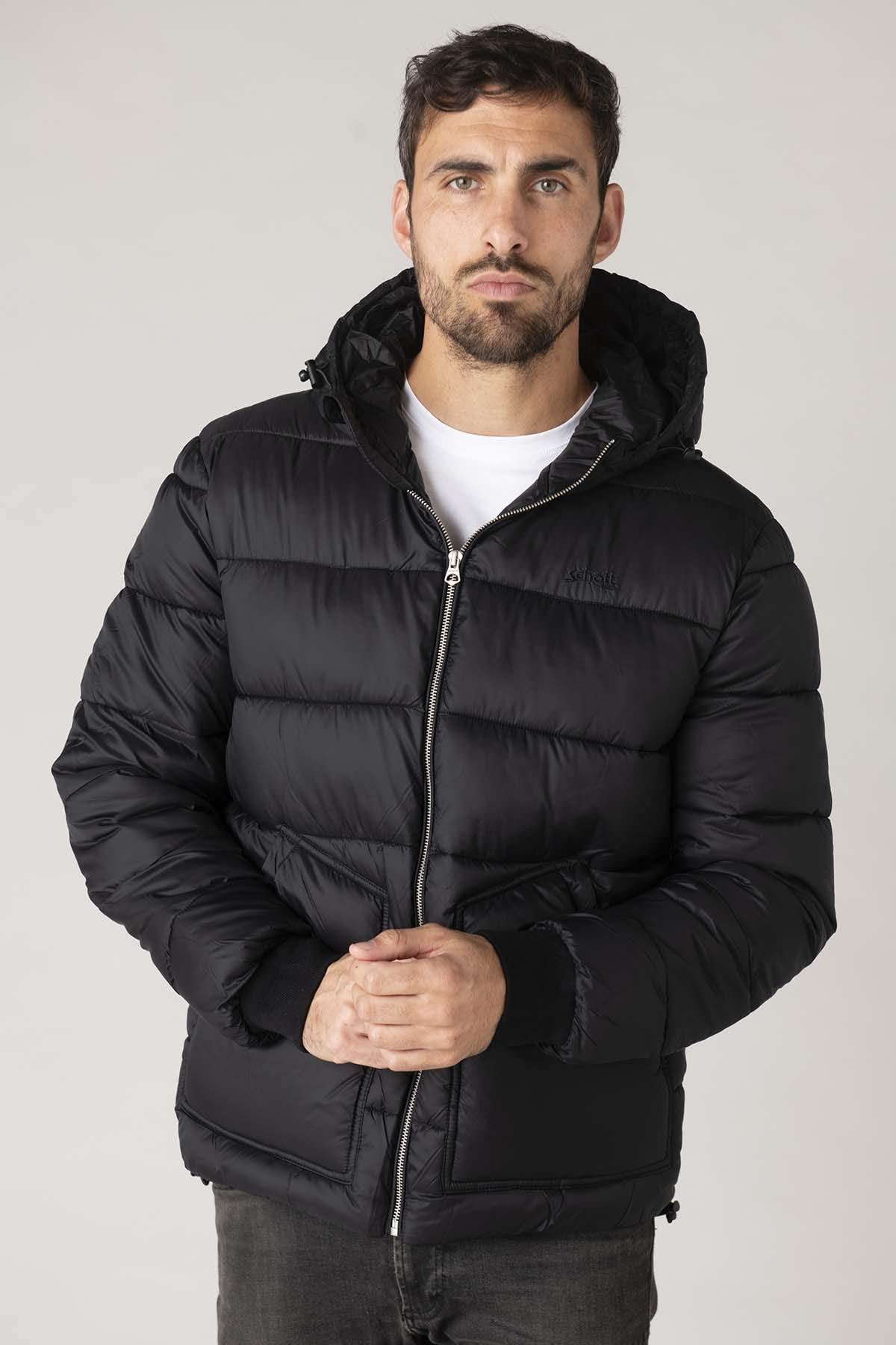 Black recycled nylon down jacket - Image n°1