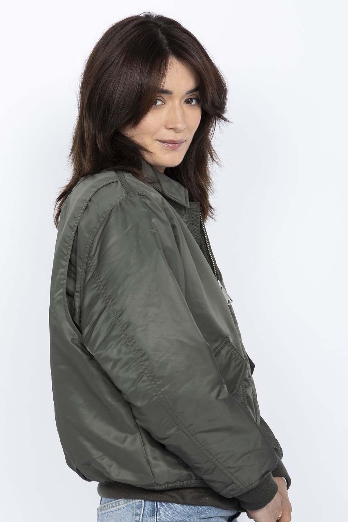 Oversized retro CWU khaki bomber jacket - Image n°4