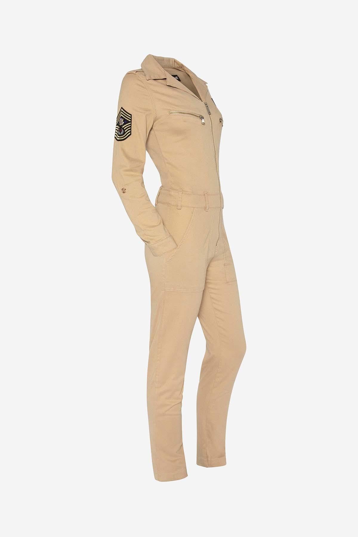 Beige military jumpsuit - Image n°2