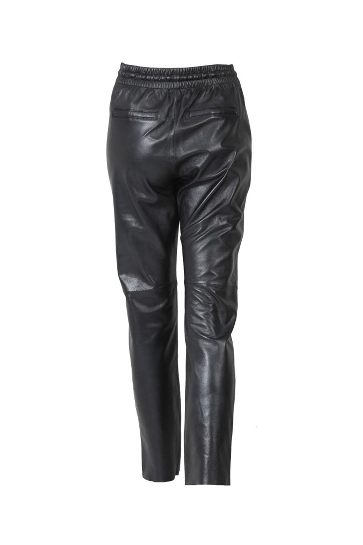 Black metallic effect leather joggers - Image n°8