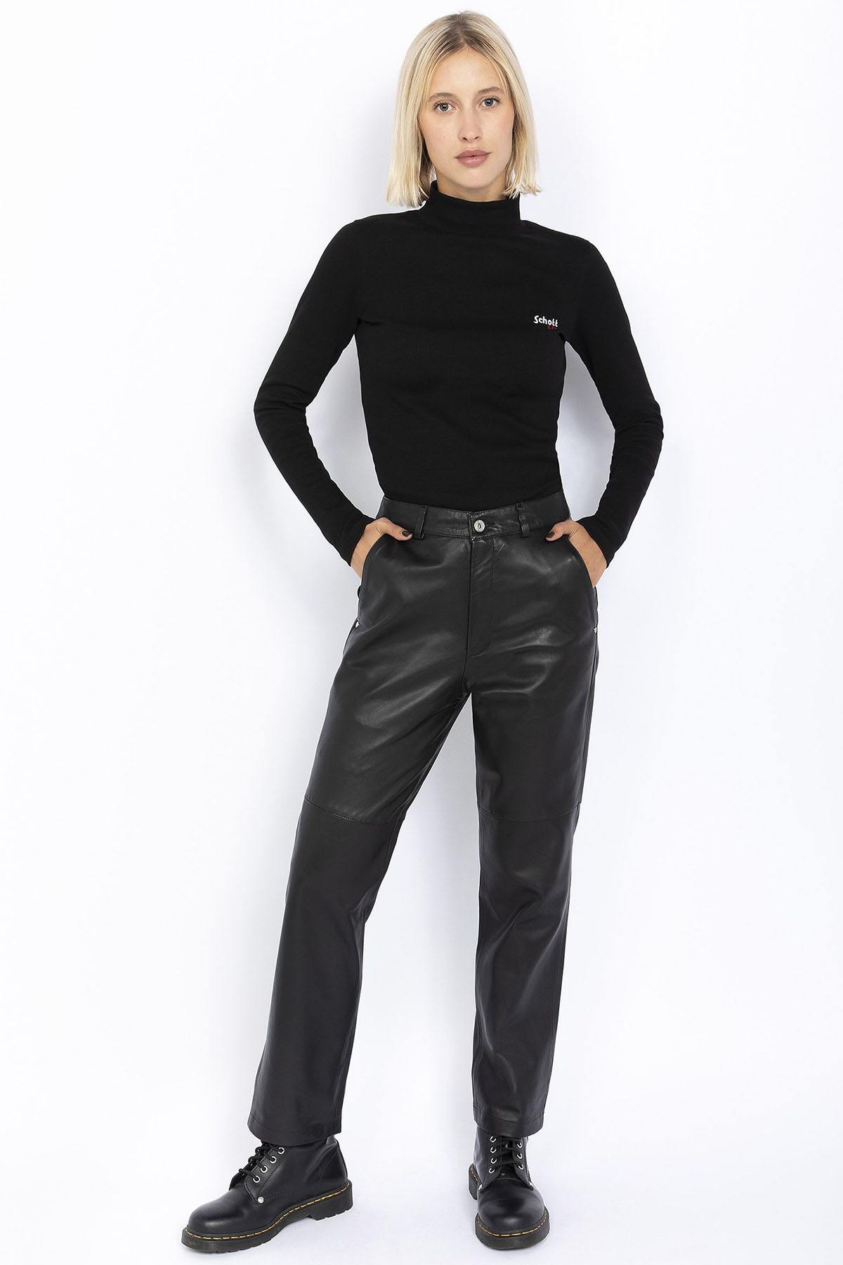 Black leather pants for women - Image n°2