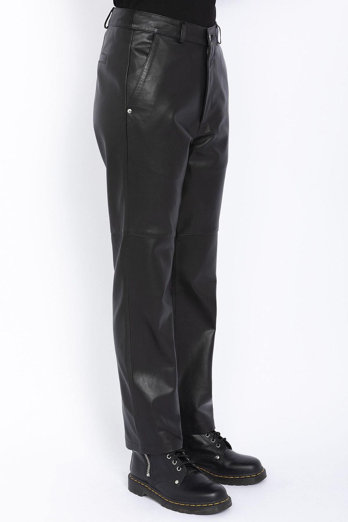 Black leather pants for women - Image n°3