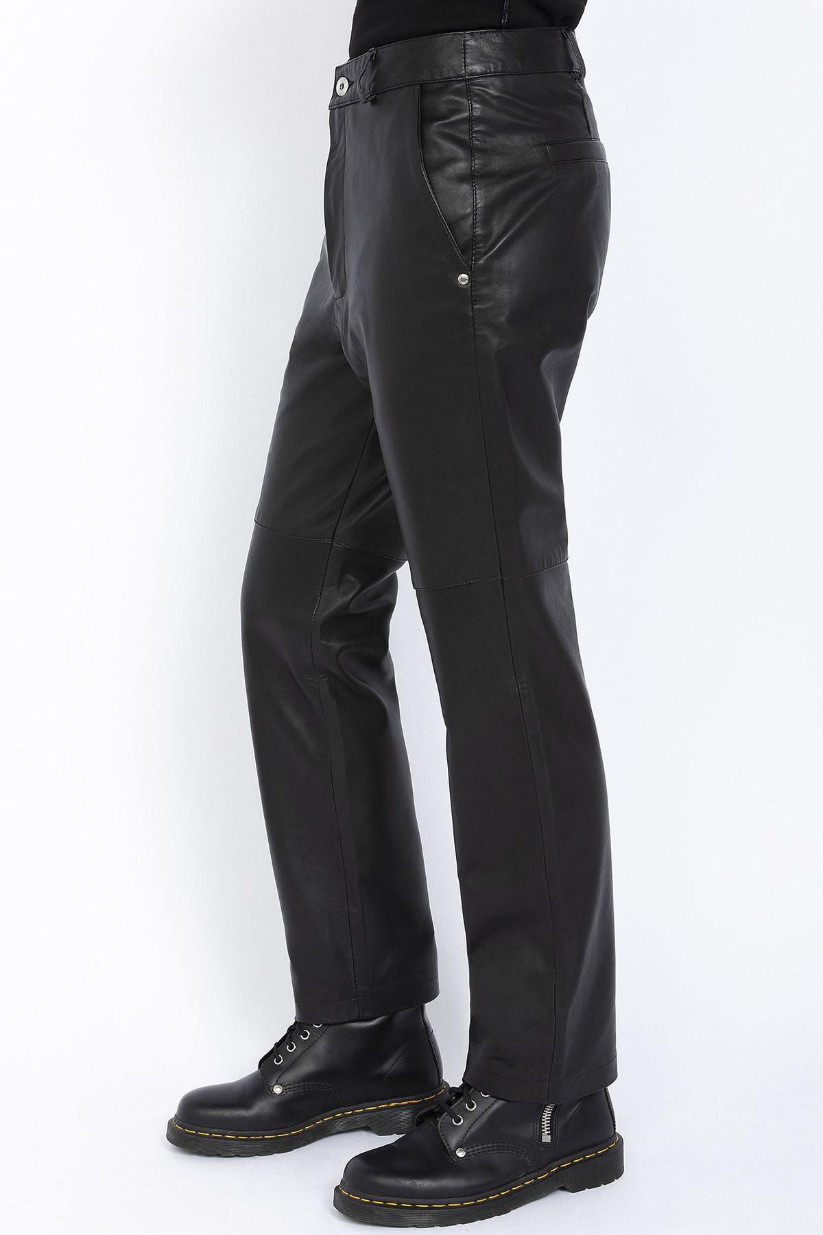 Black leather pants for women - Image n°1