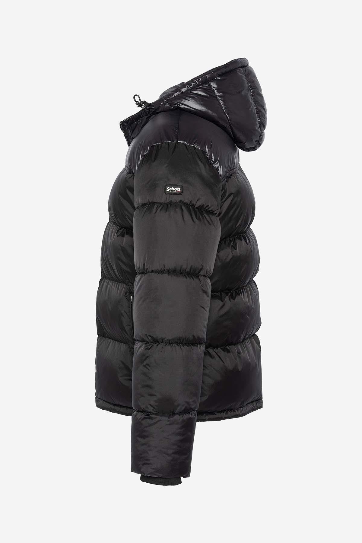 Nylon down jacket with black hood - Image n°7