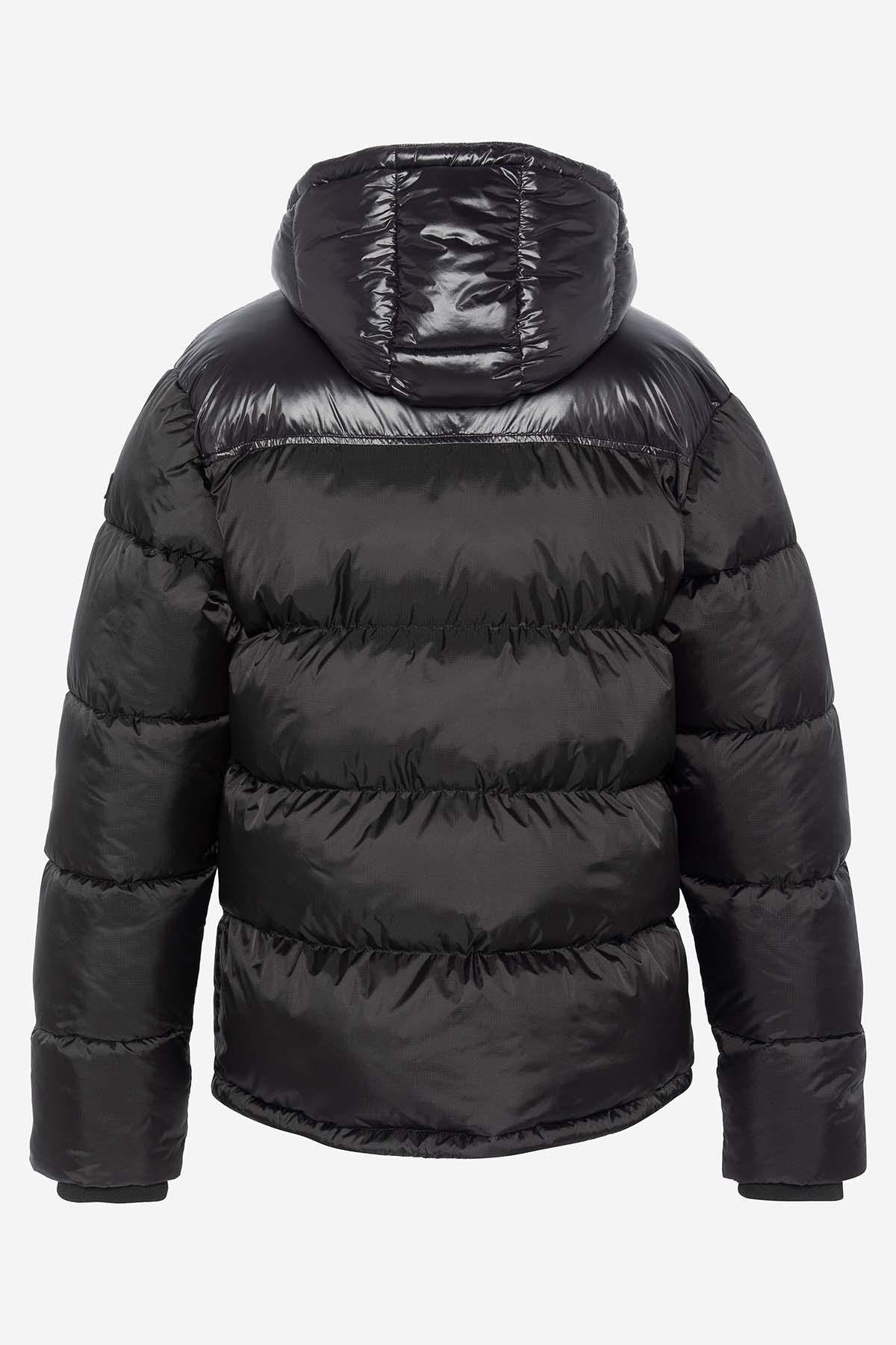 Nylon down jacket with black hood - Image n°8