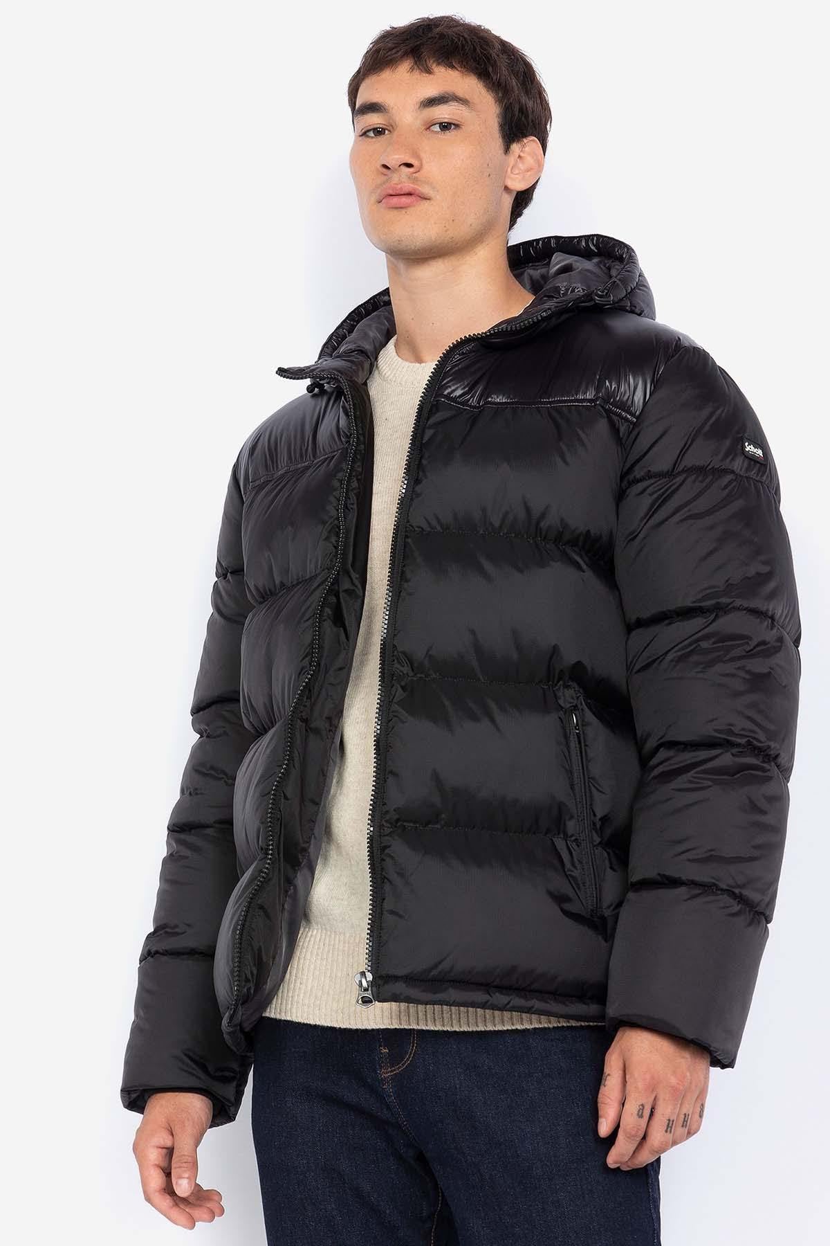 Nylon down jacket with black hood - Image n°1