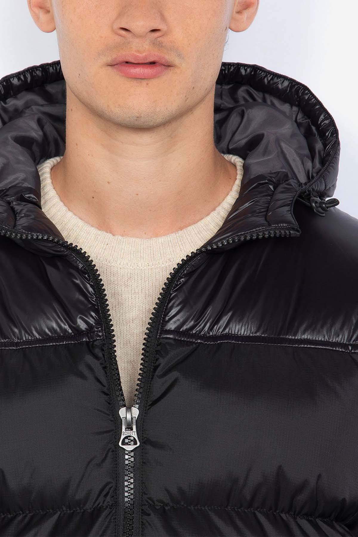 Nylon down jacket with black hood - Image n°4