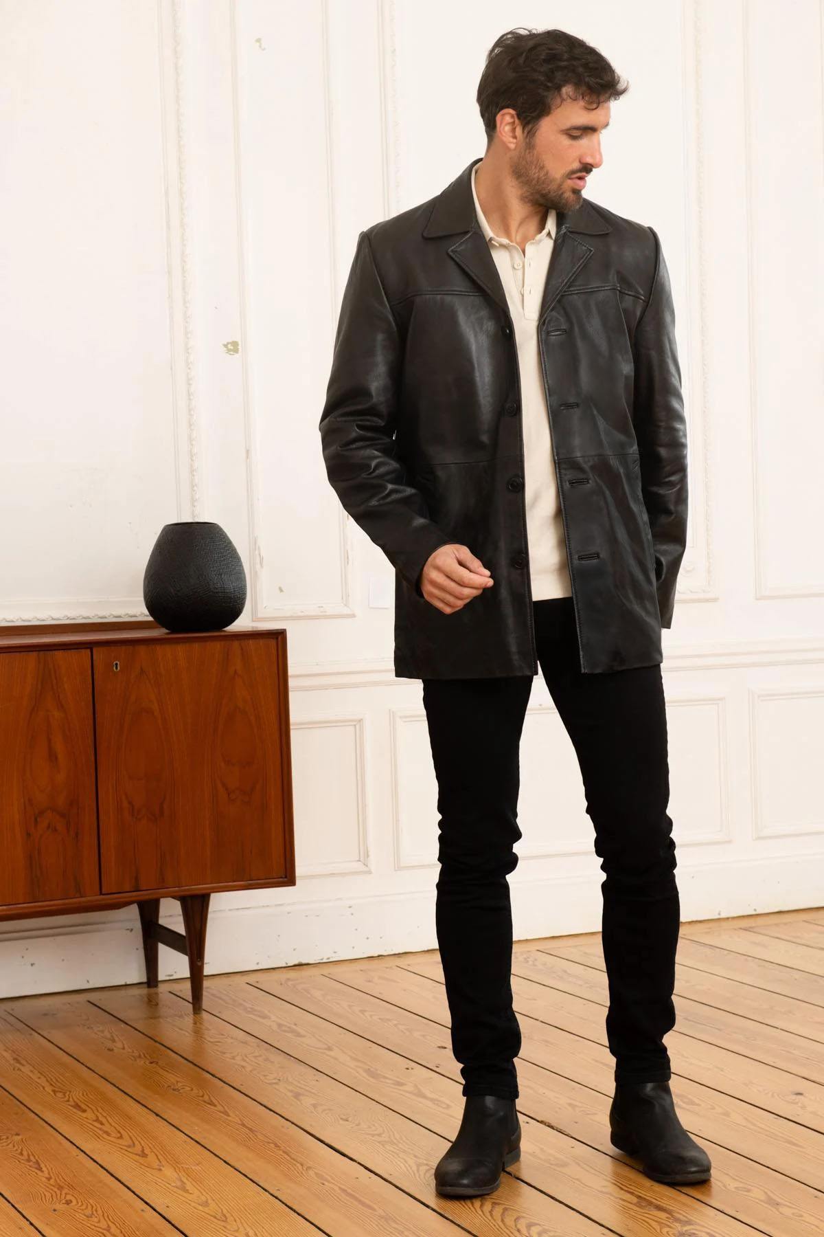 Mid-length lambskin jacket - Image n°2