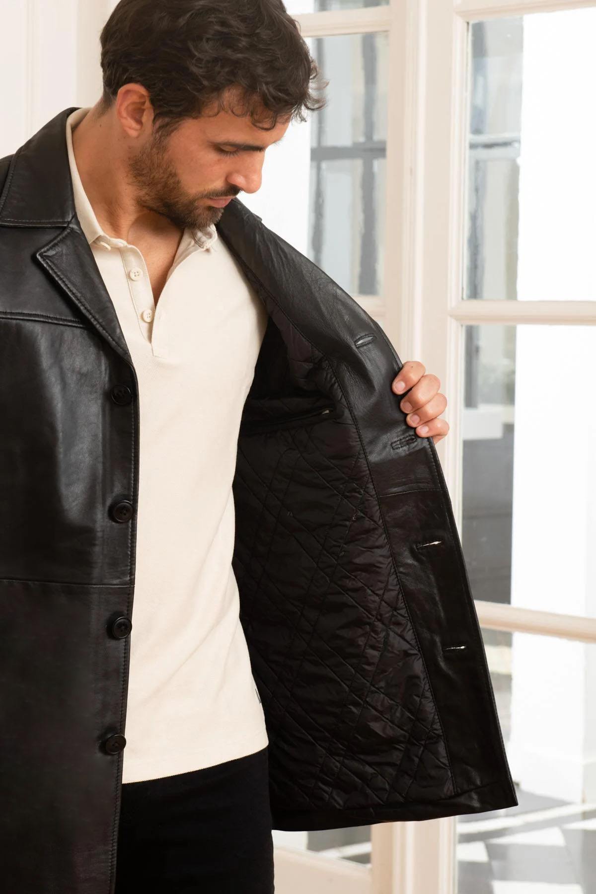 Mid-length lambskin jacket - Image n°4